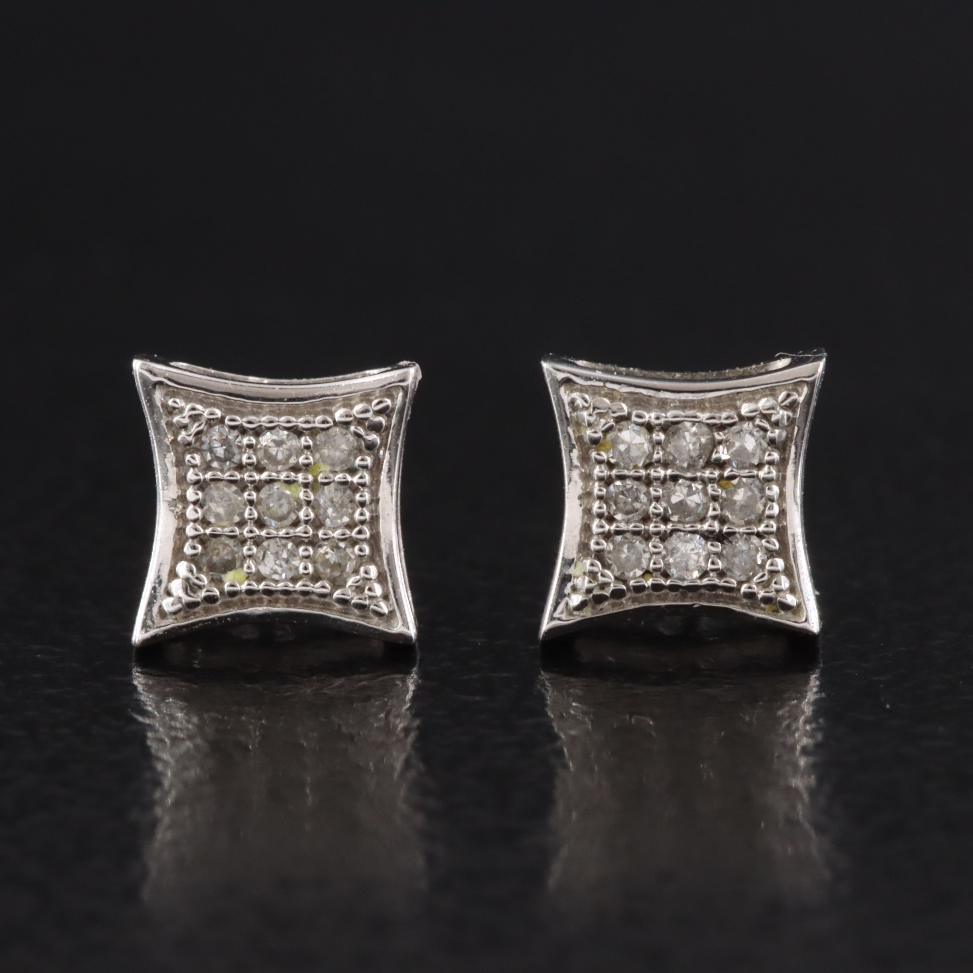 14K 0.06 CTW Diamond Square Stud Earrings