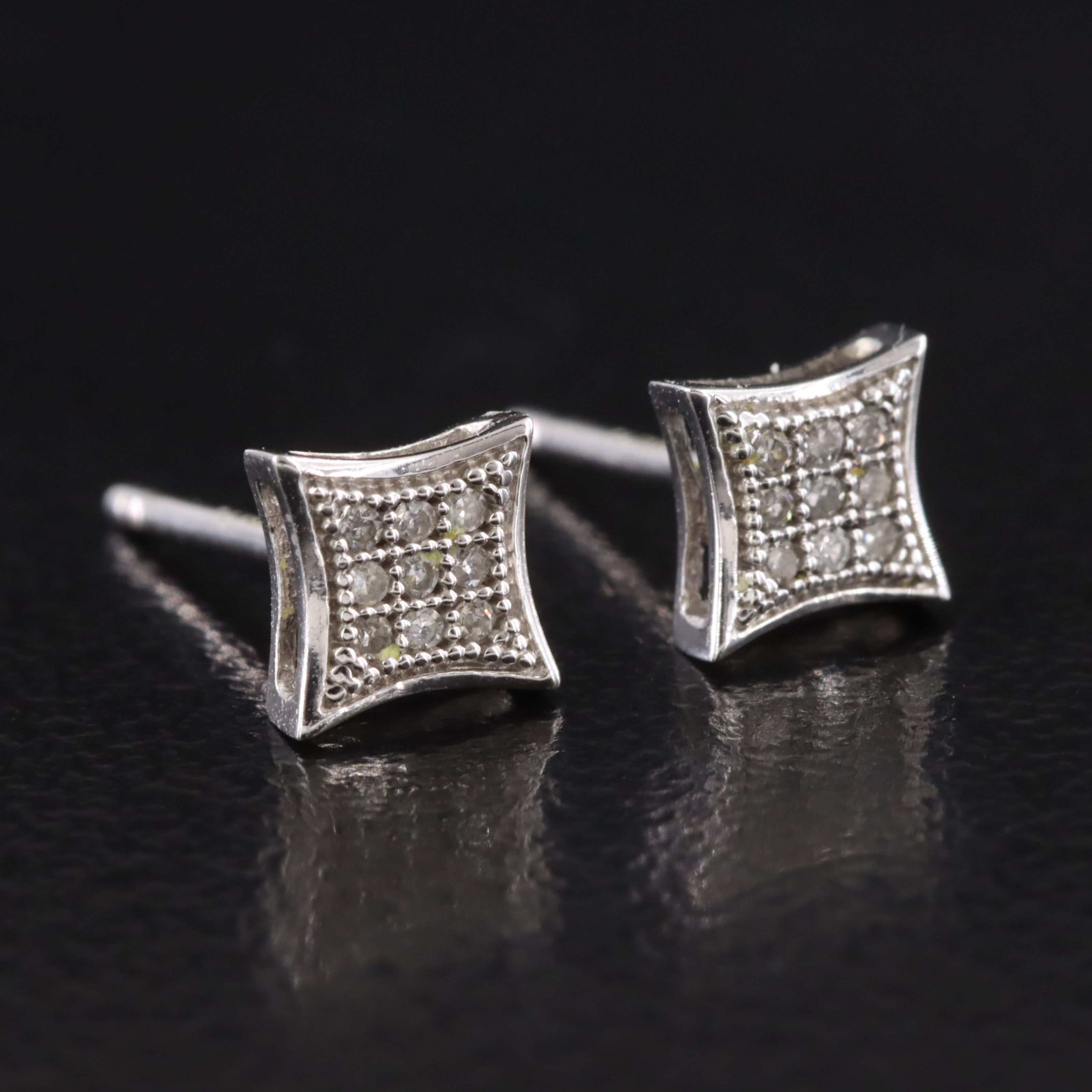 14K 0.06 CTW Diamond Square Stud Earrings