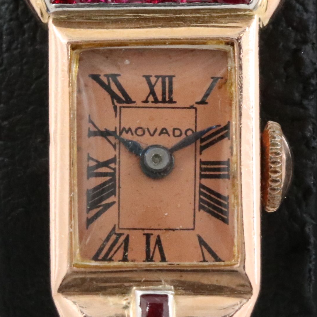 14K Rose Gold Diamond and Ruby Movado Manual Wind Watch