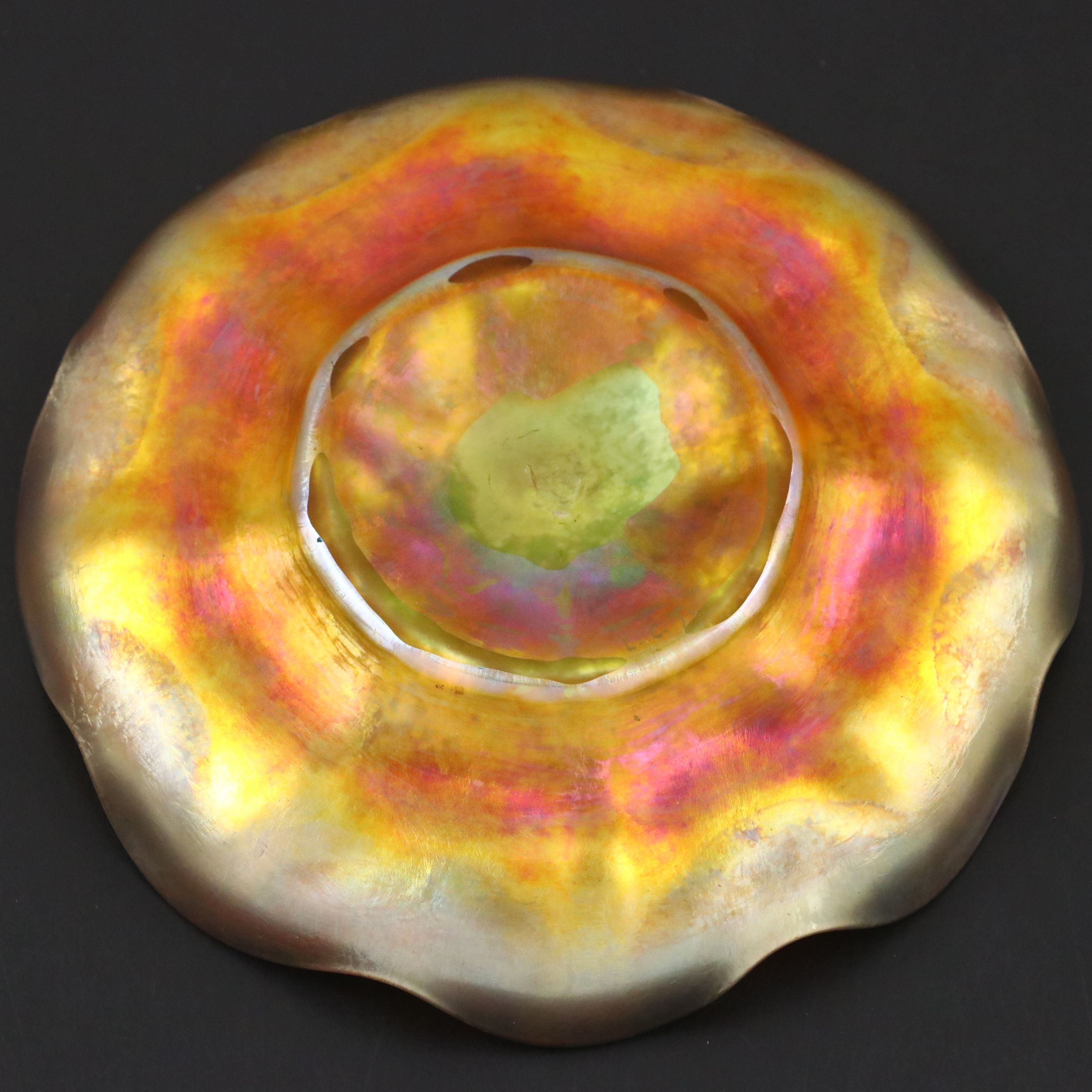 Louis Comfort Tiffany Favrile Art Glass Finger Bowls and Underplates