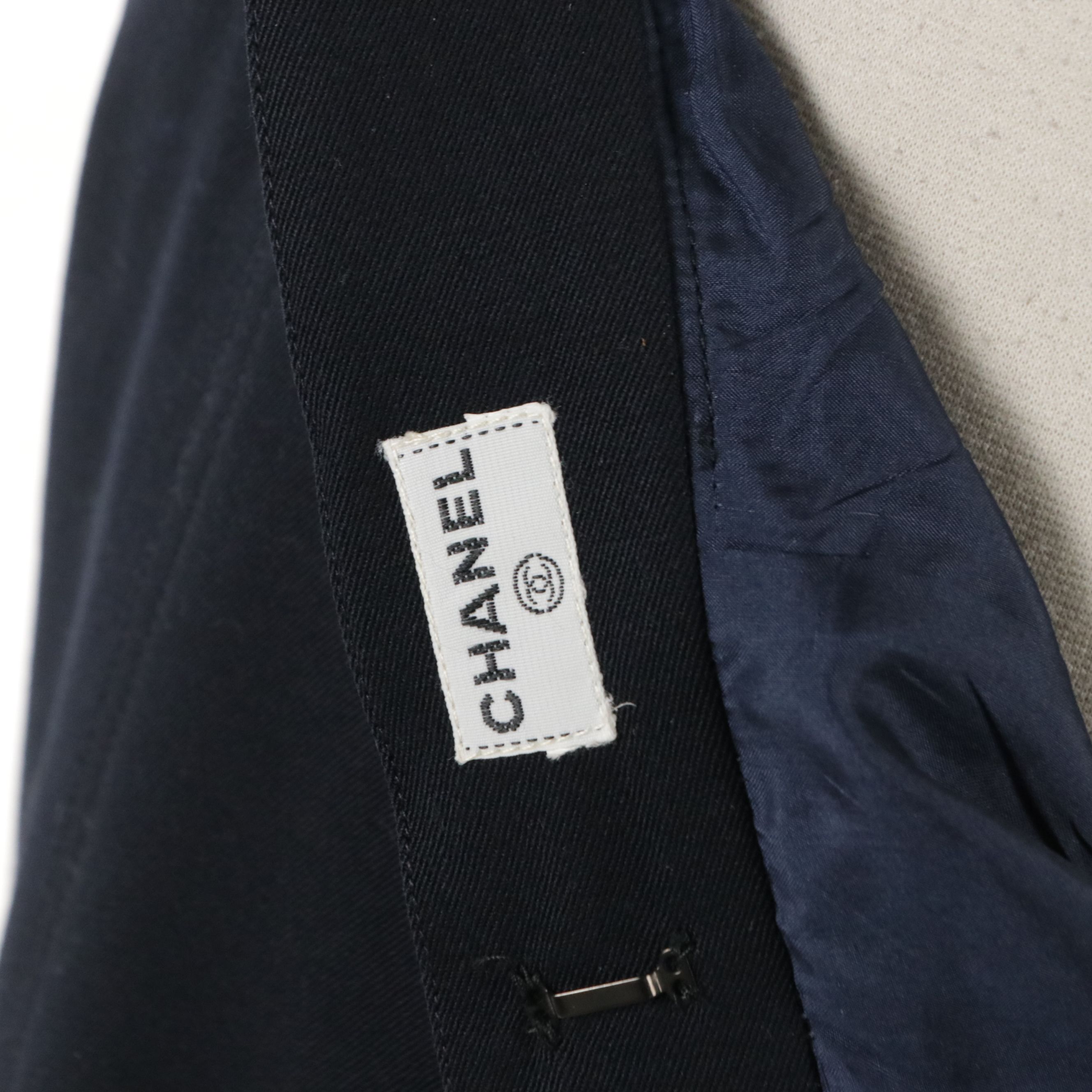 Chanel Navy Wool Gabardine Skirt with Silk Lining
