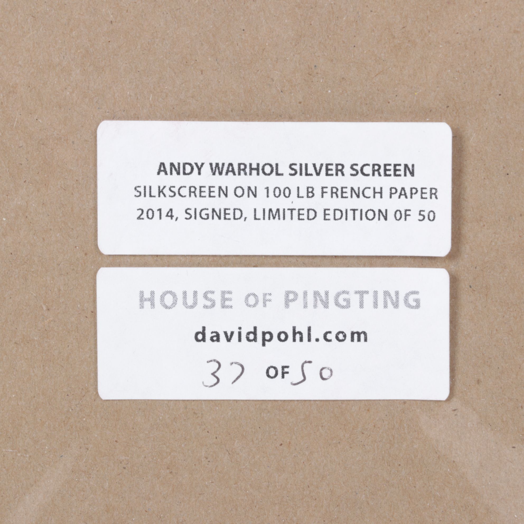 David Pohl Serigraph "Andy Warhol Silver Screen", 2014