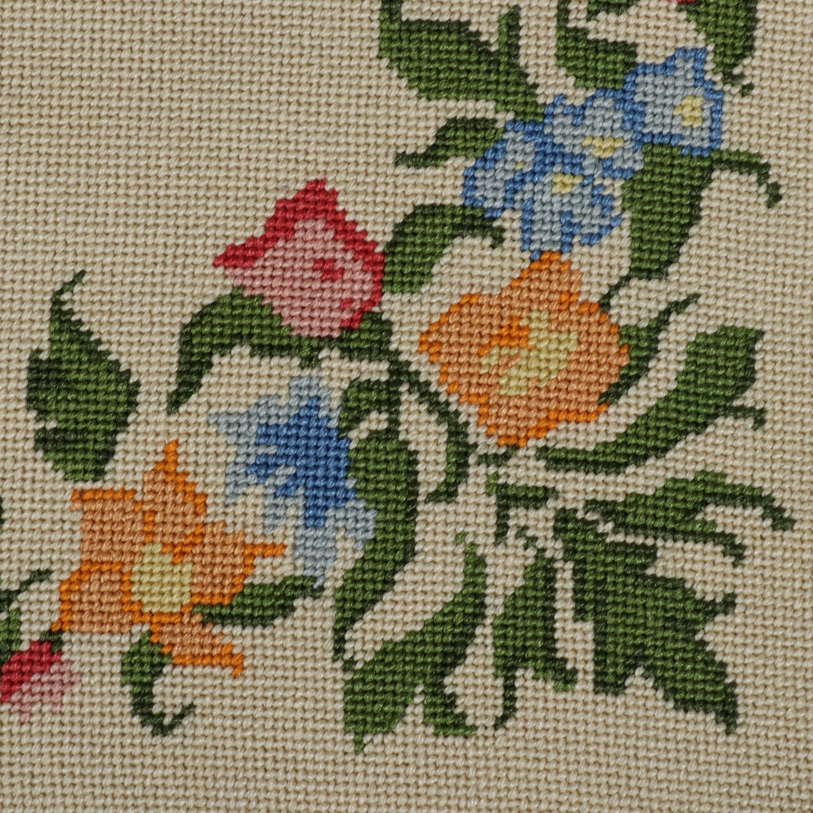 French Provincial Style Needlepoint Upholstered Bench, Mid to Late 20th Century