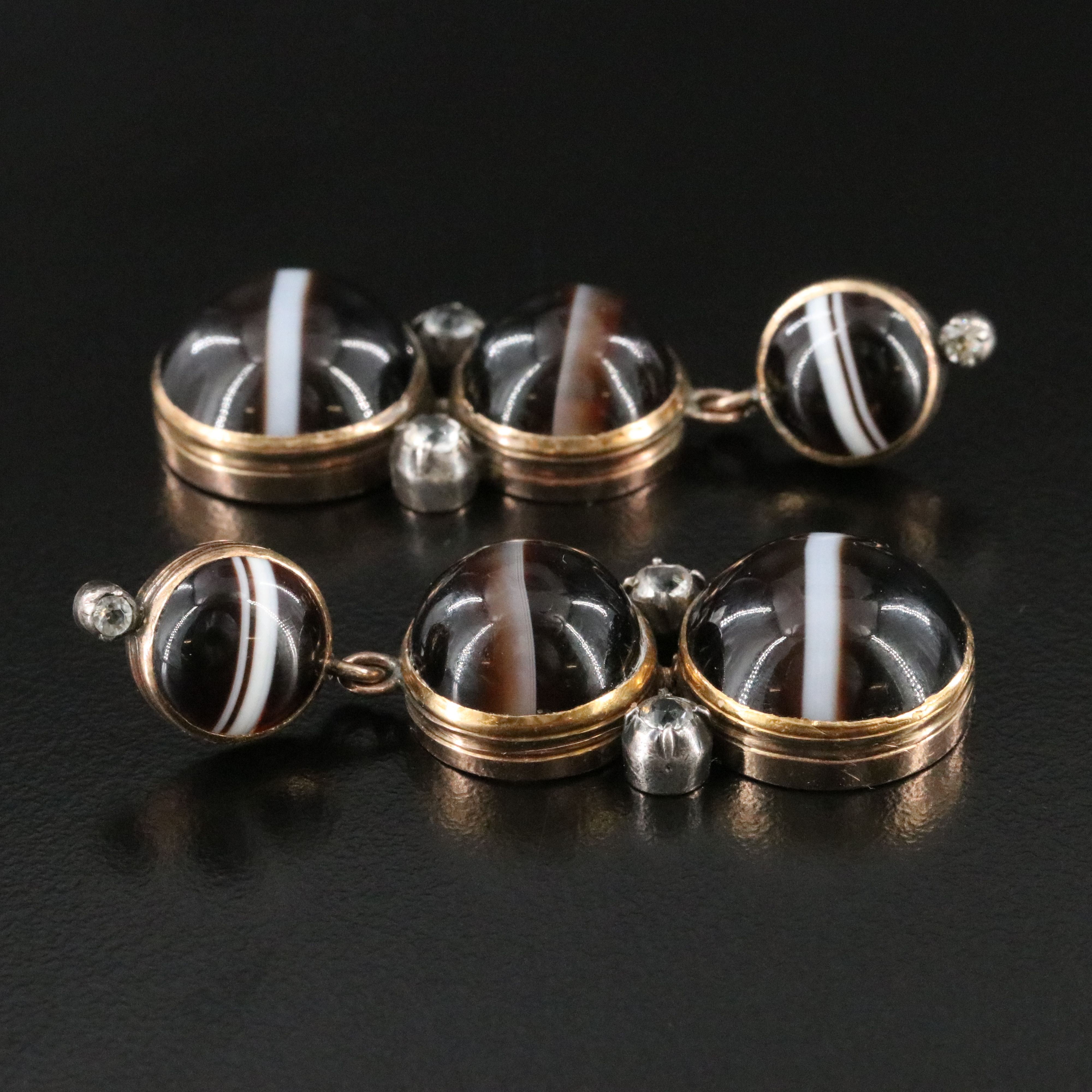 Victorian 14K Agate Tiered Earrings