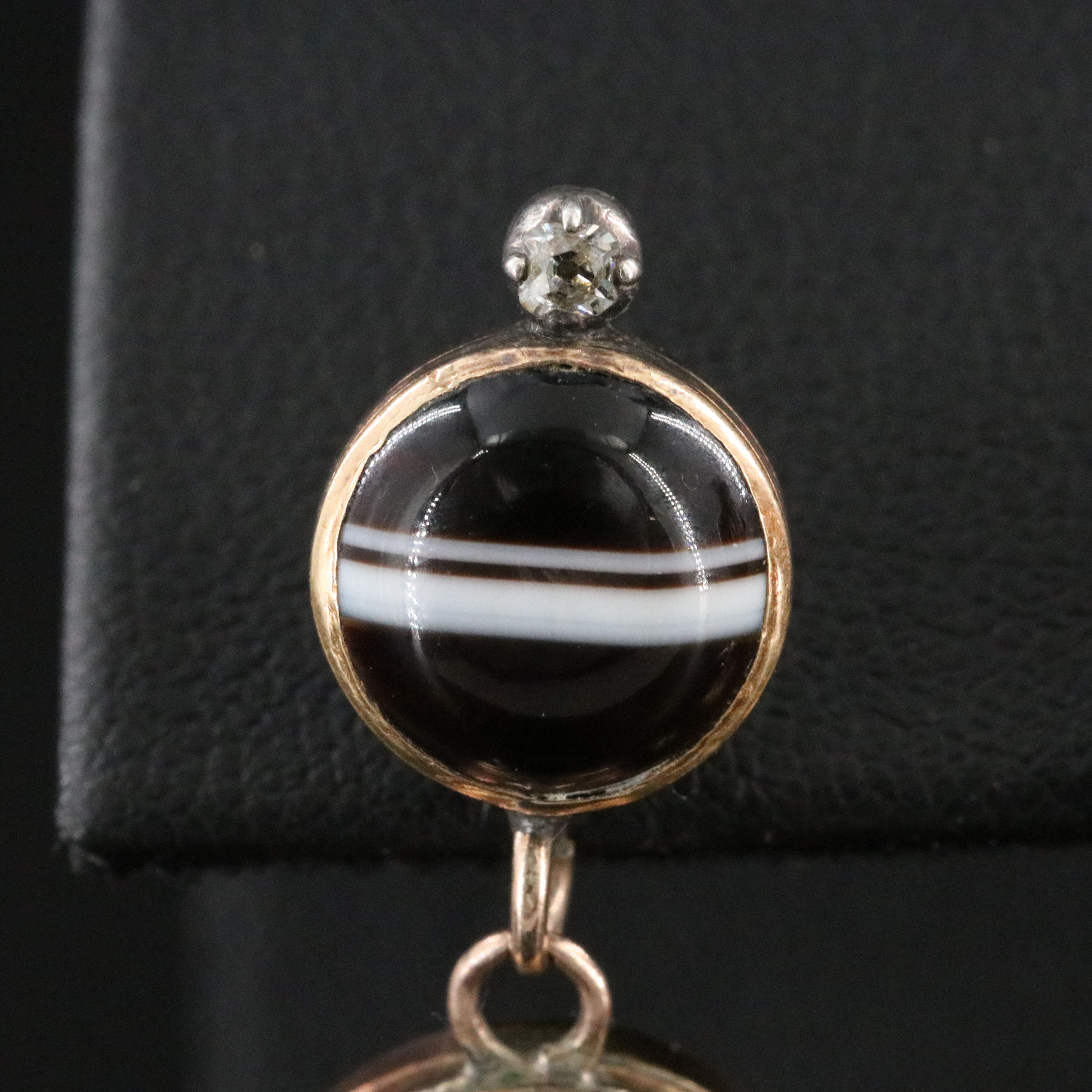 Victorian 14K Agate Tiered Earrings