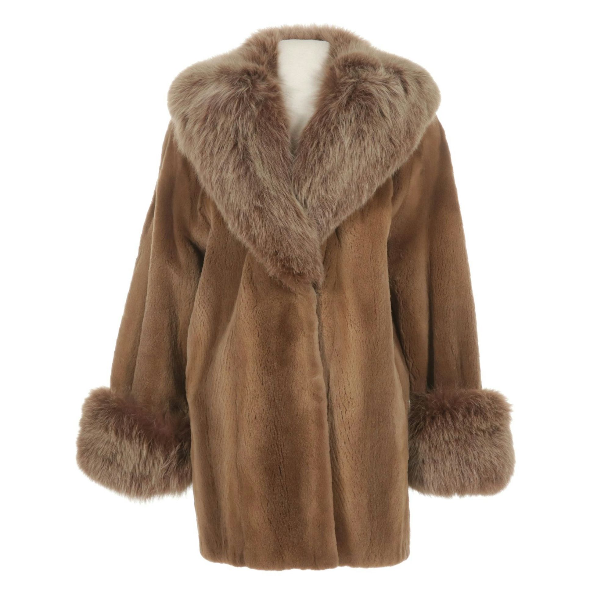 Sheared Mink Fur Stroller with Fox Fur Trim by York Furrier