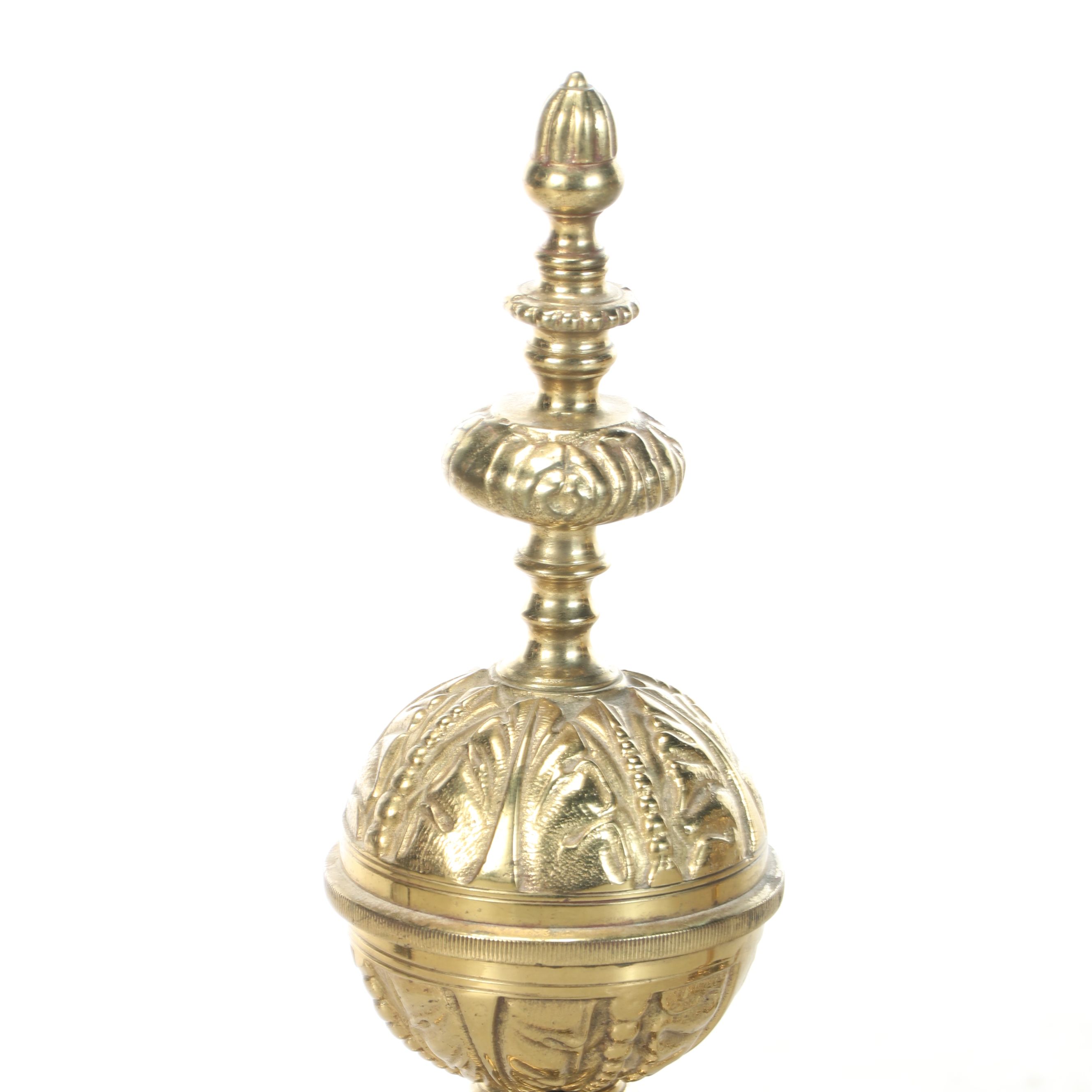 French Style Ornate Brass and Cast Iron Andirons