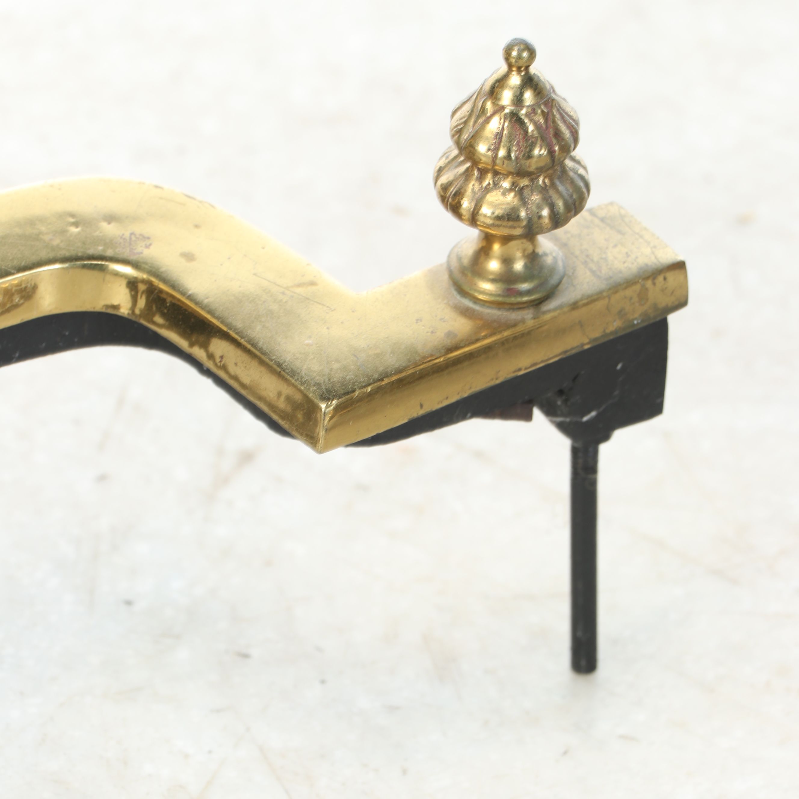 French Style Ornate Brass and Cast Iron Andirons