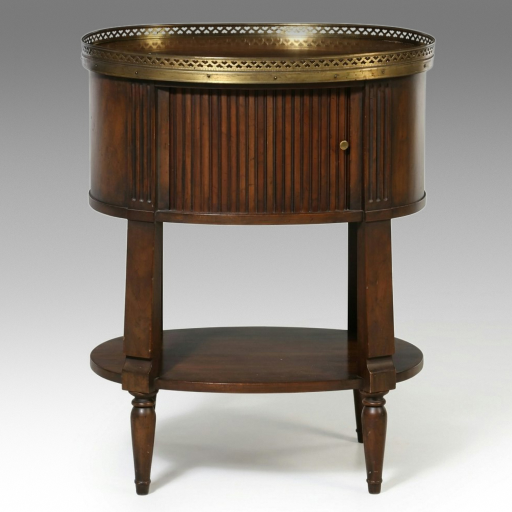 French Neoclassical Revival Oval Tambour Nightstand, 20th Century