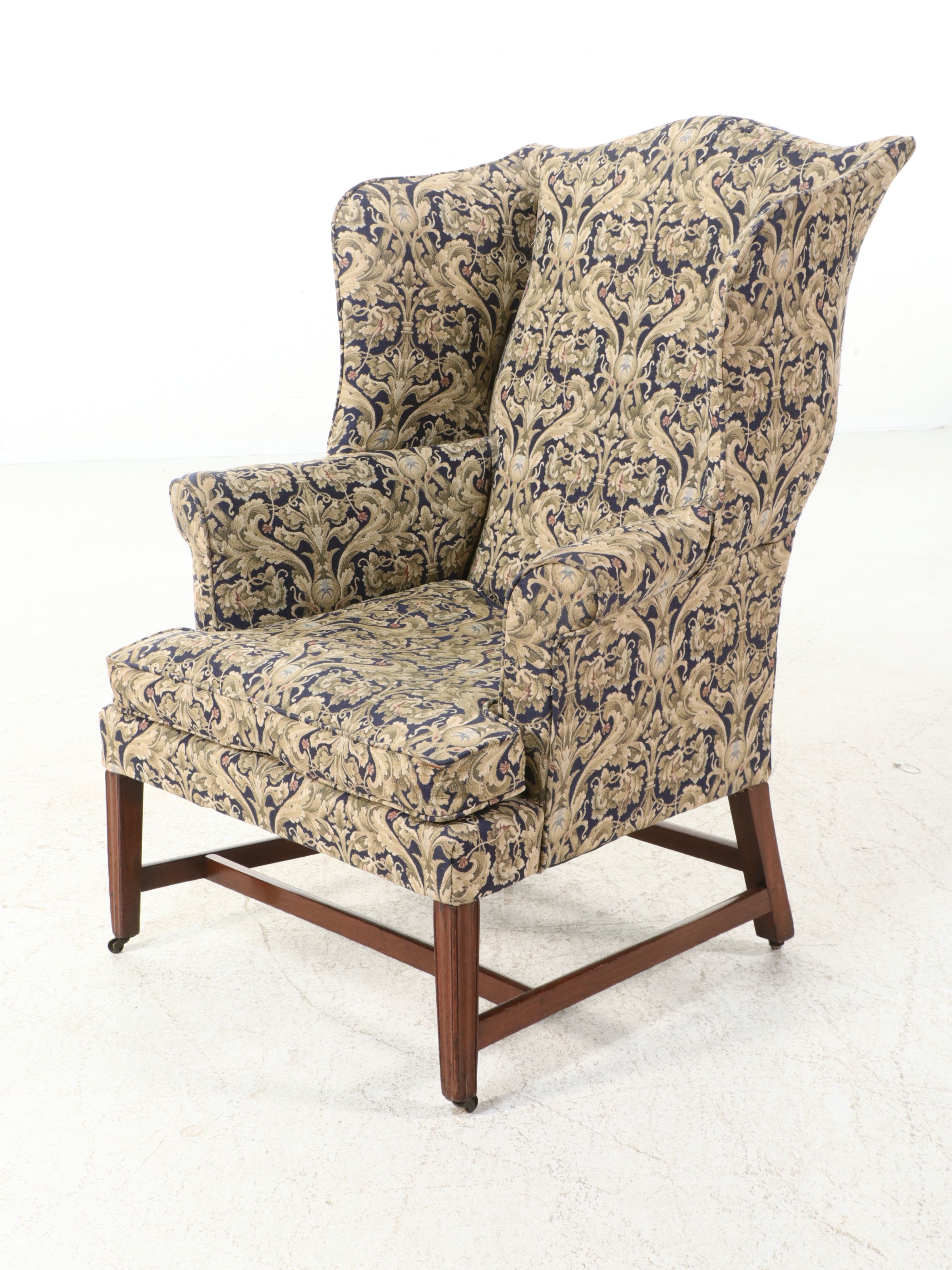 Chippendale Style Upholstered Wingback Armchair