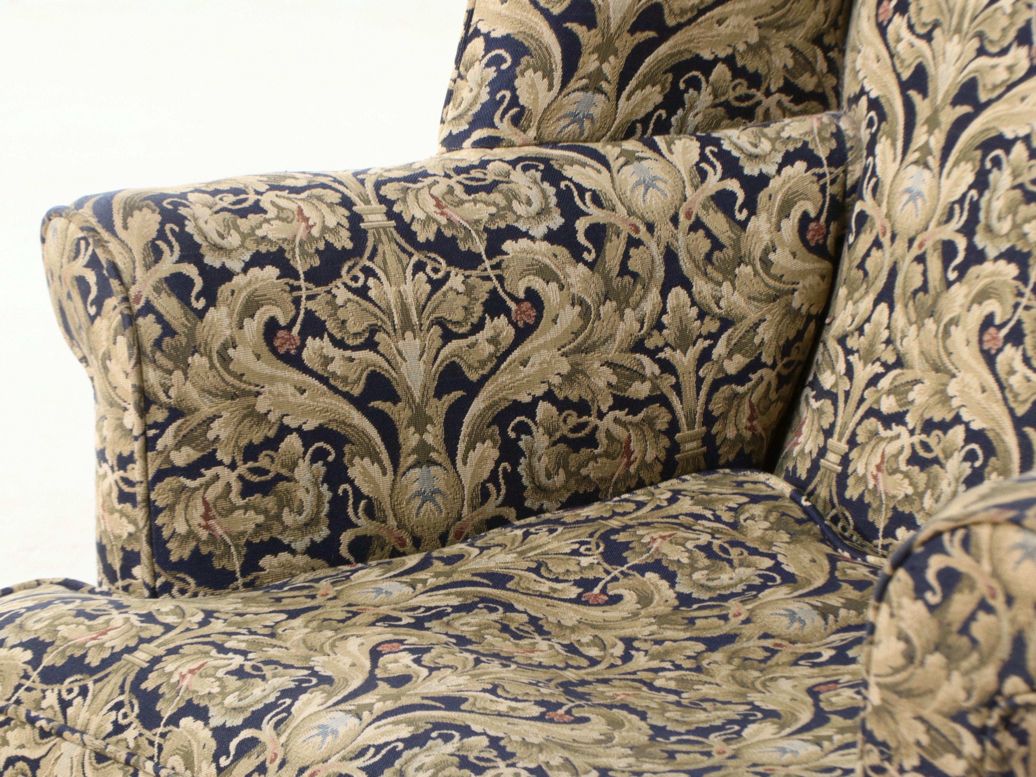 Chippendale Style Upholstered Wingback Armchair