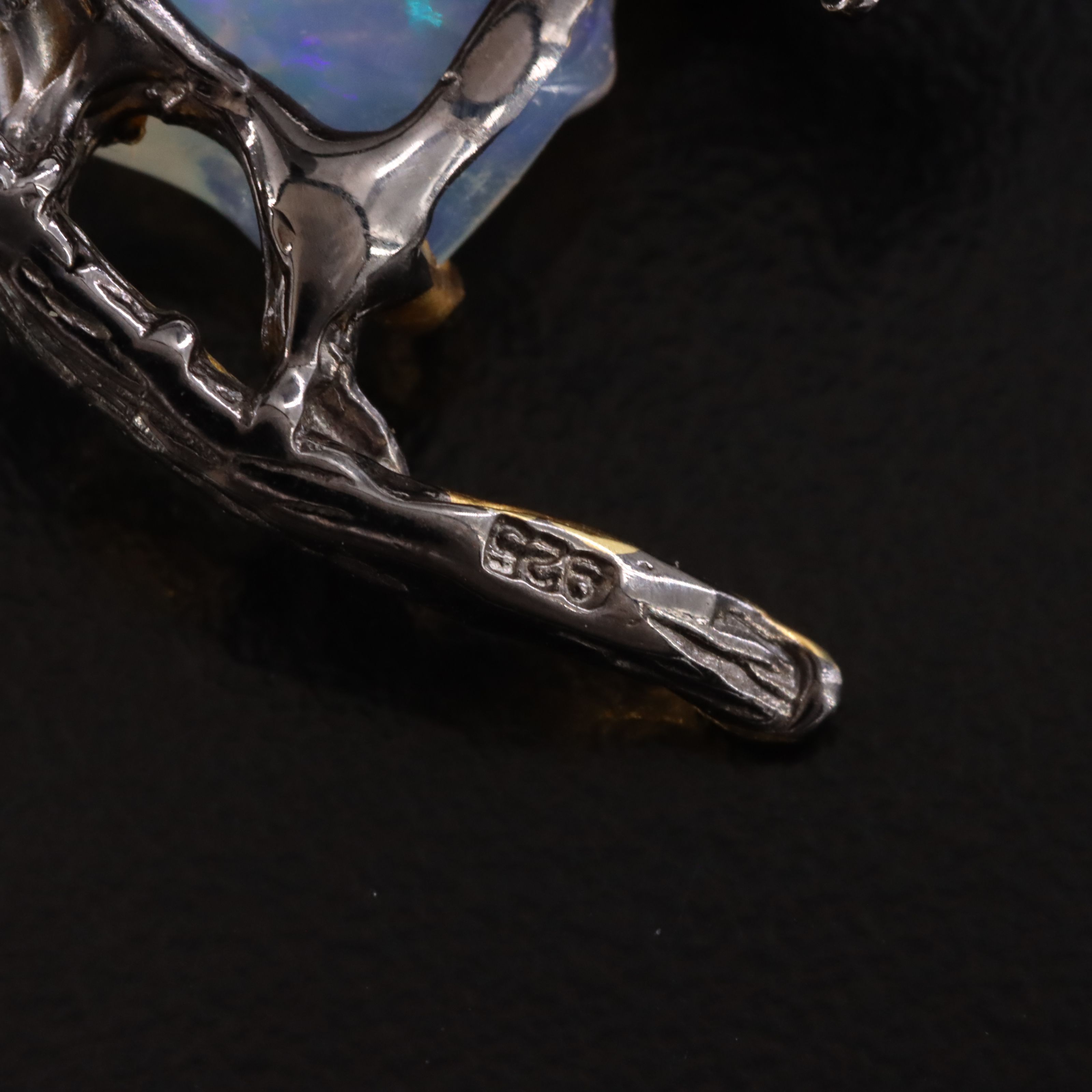 Sterling Opal, Citrine and Garnet Robin Brooch