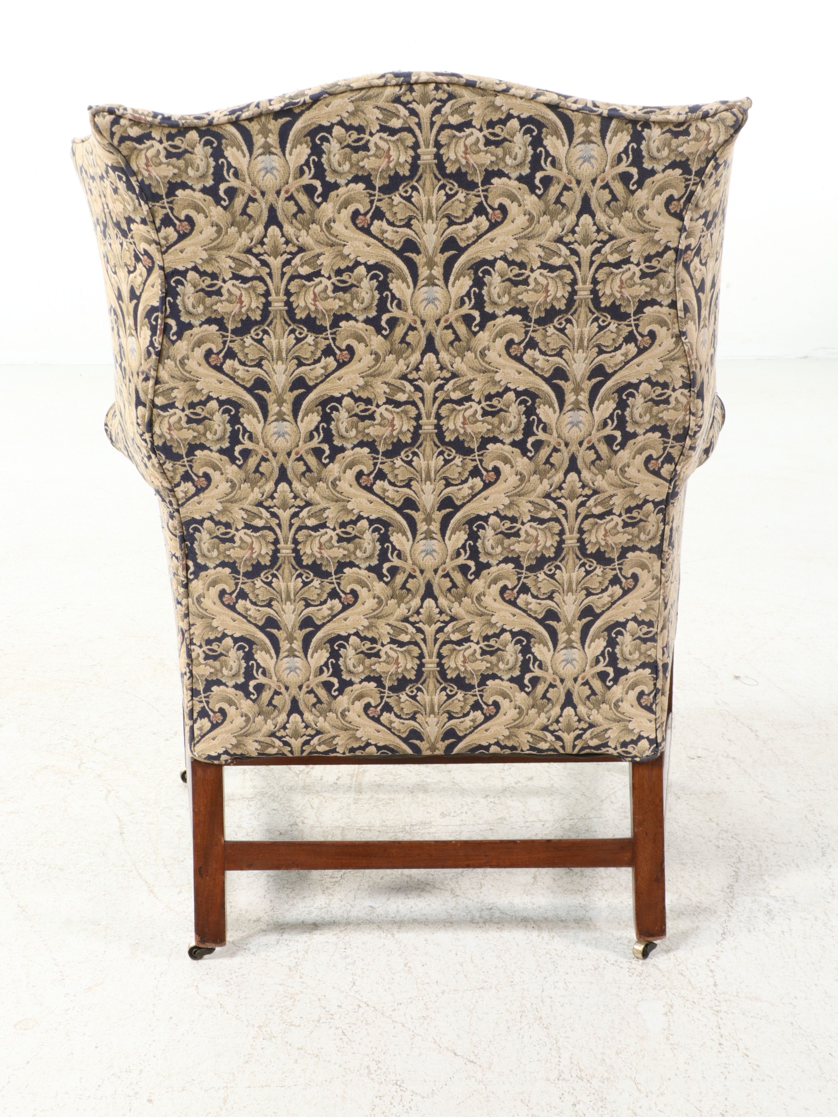 Chippendale Style Upholstered Wingback Armchair
