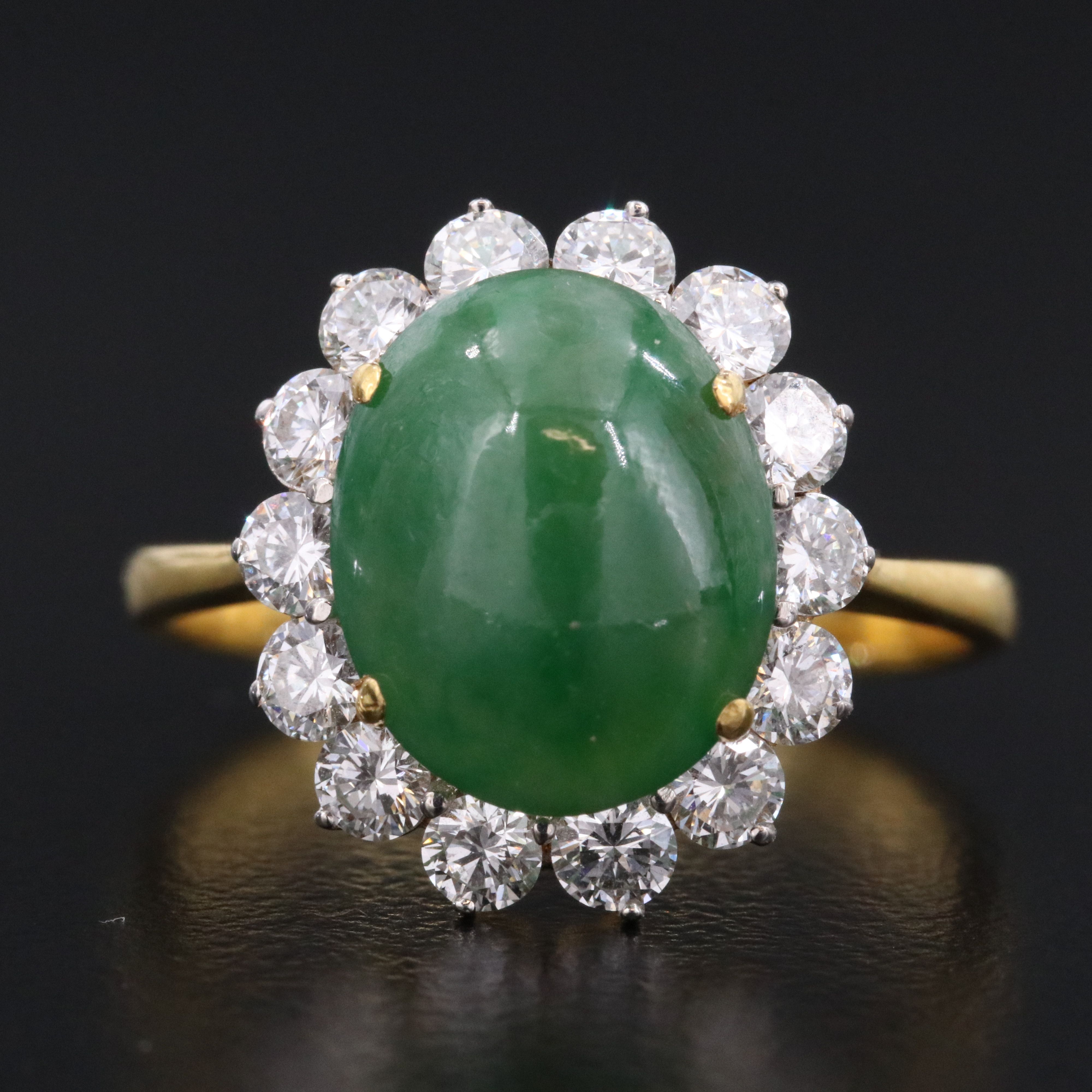 18K Jadeite and Diamond Ring