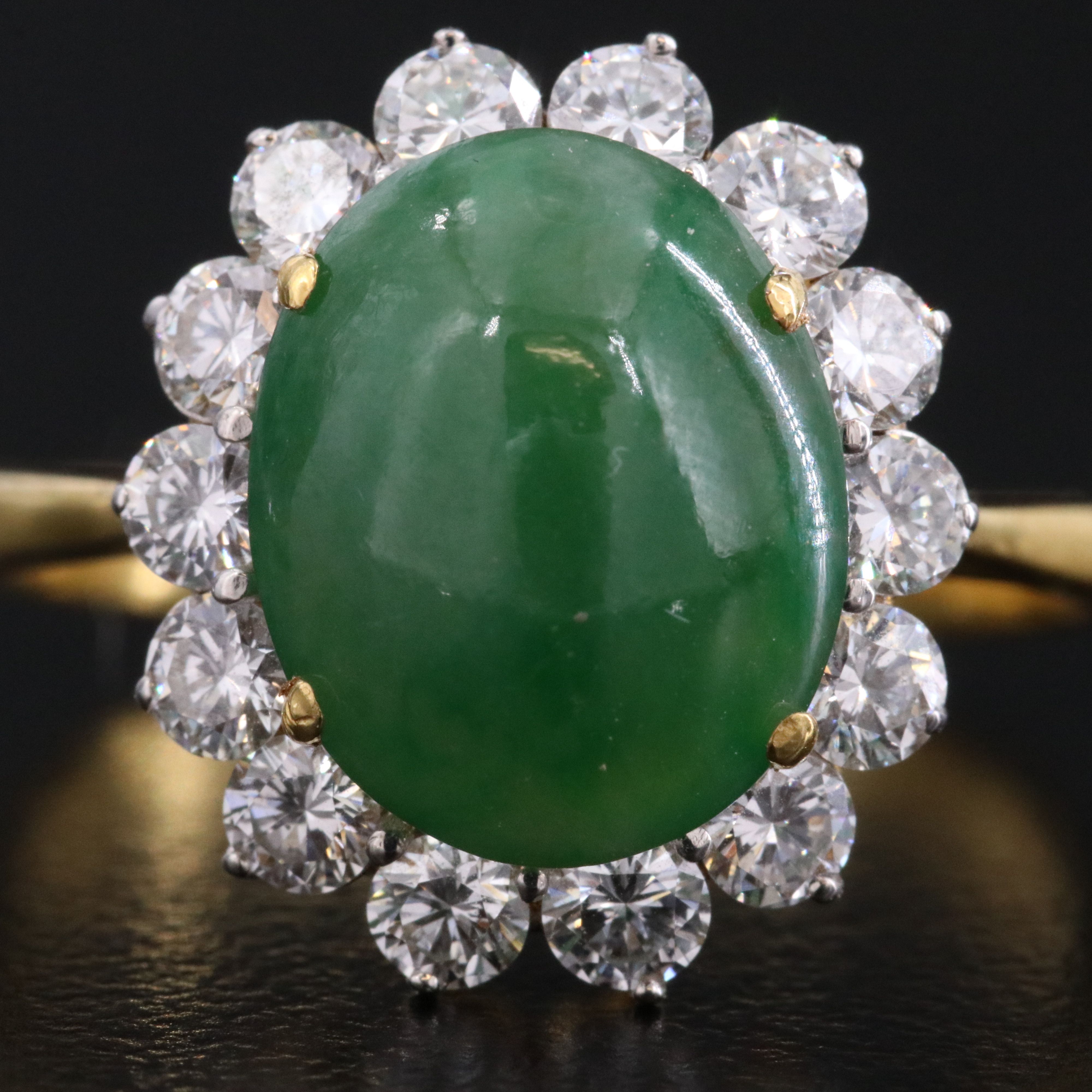 18K Jadeite and Diamond Ring