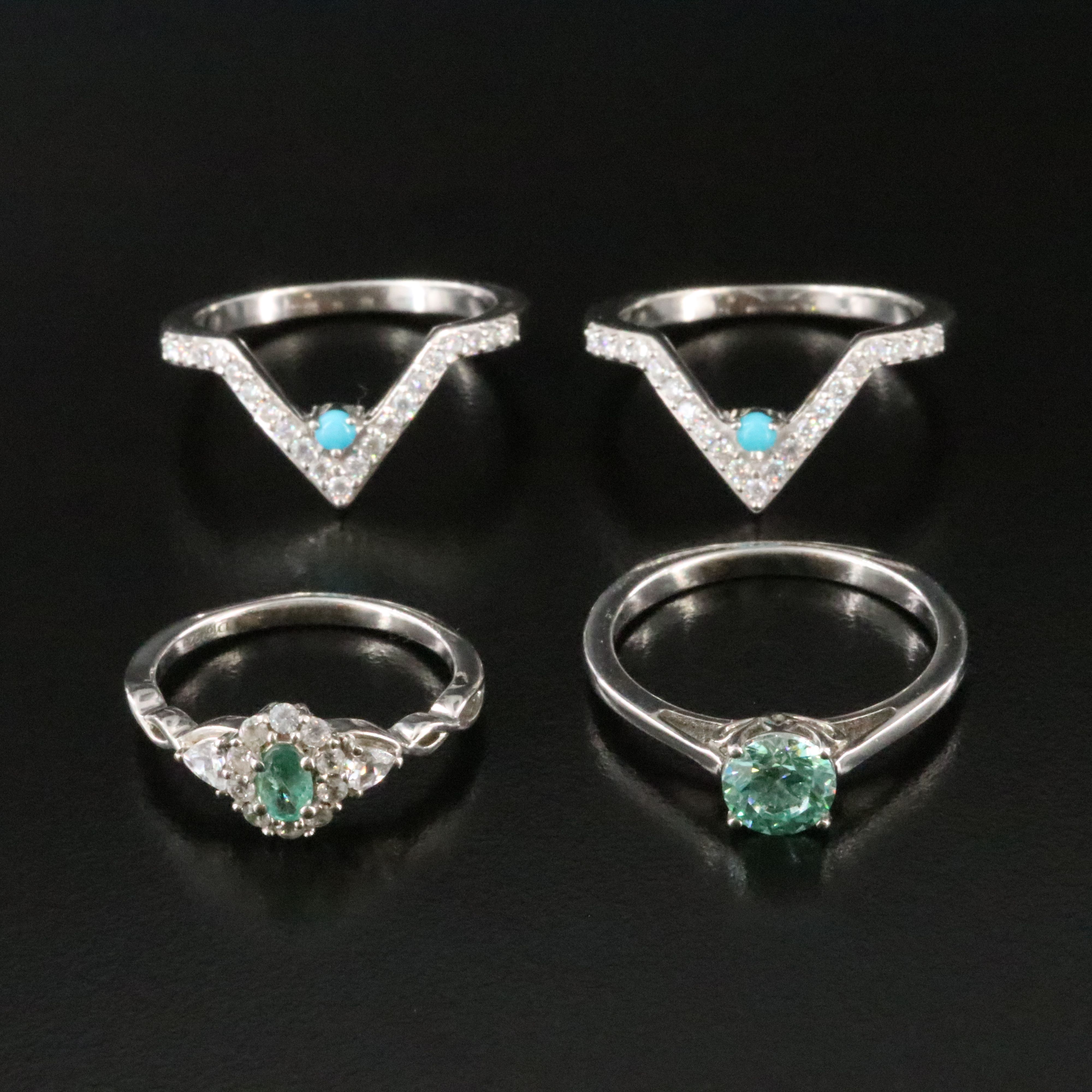 Sterling Ring Collection Featuring Swarovski Zirconia, Emerald and White Topaz