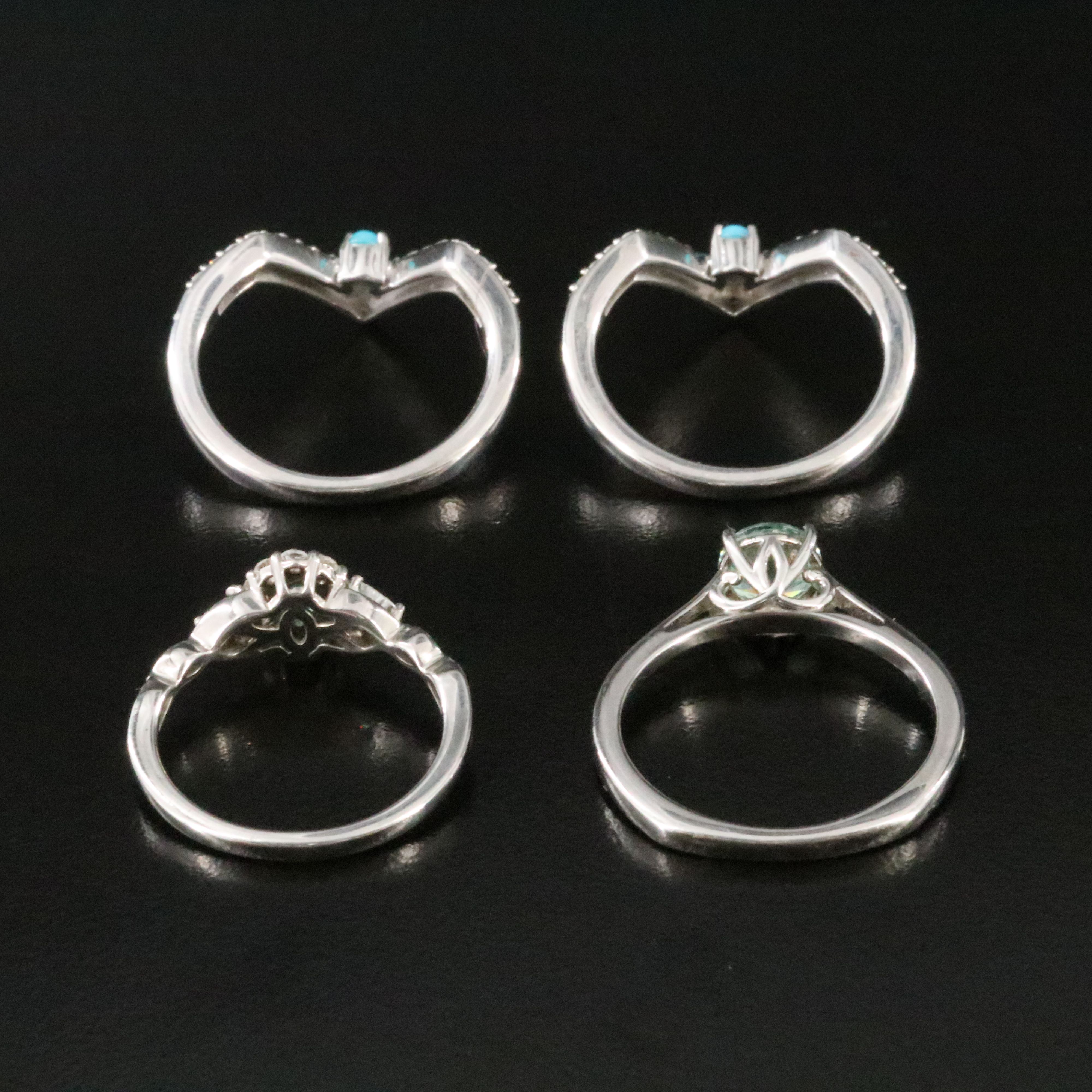 Sterling Ring Collection Featuring Swarovski Zirconia, Emerald and White Topaz
