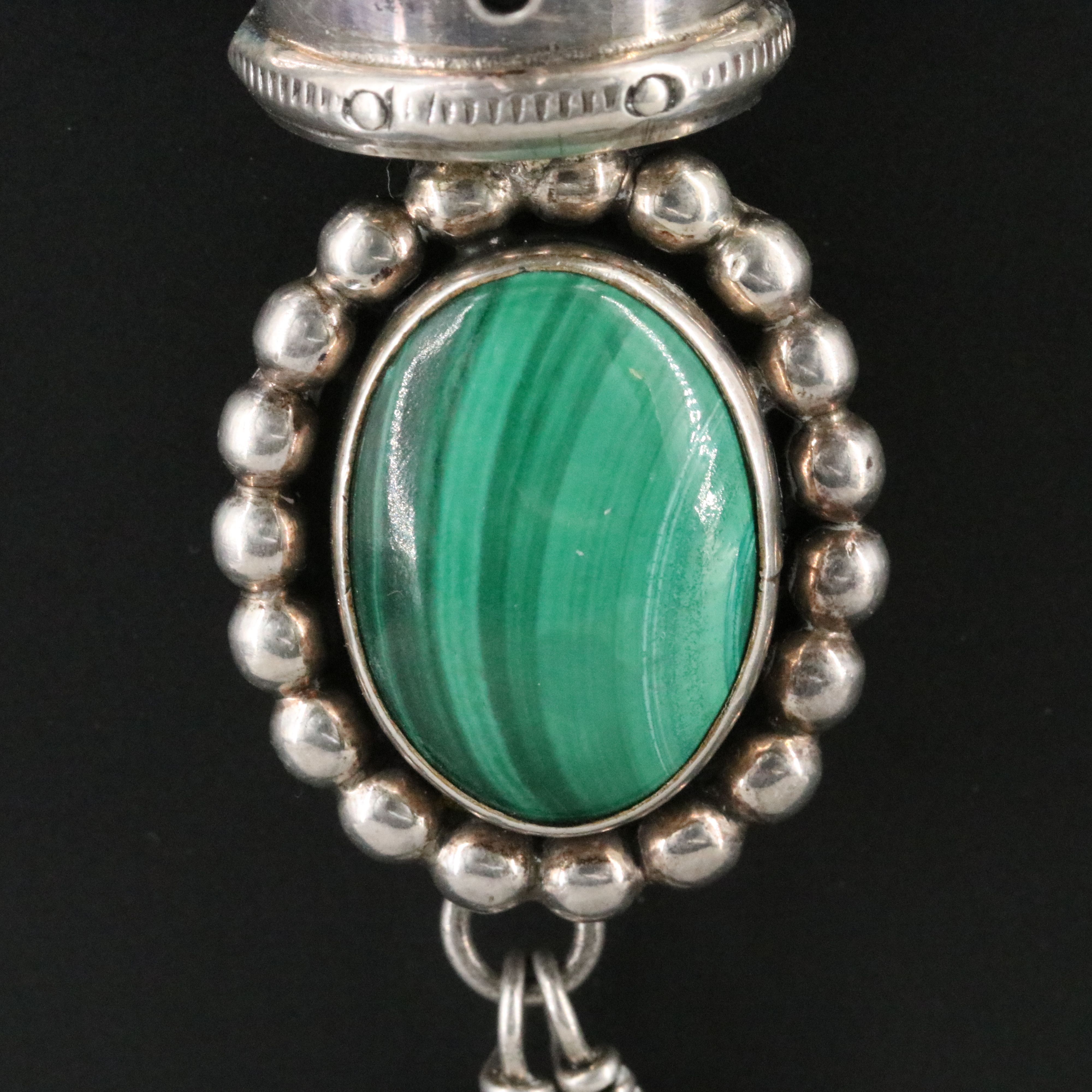 Navajo Rhoda Jack Sterling Malachite Kachina Pendant