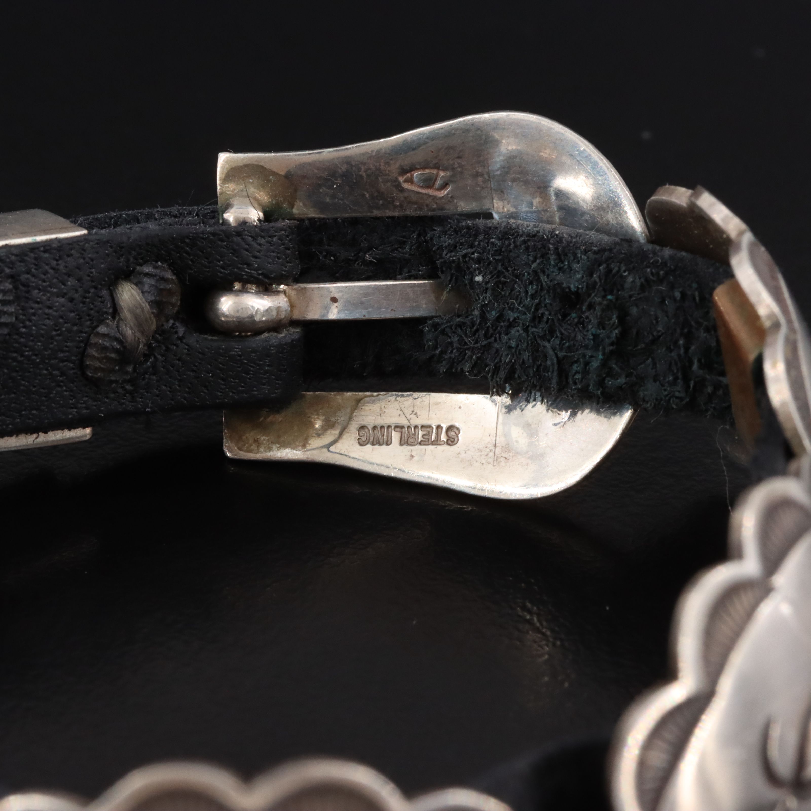 Southwestern Sterling Concho and Leather Bracelet