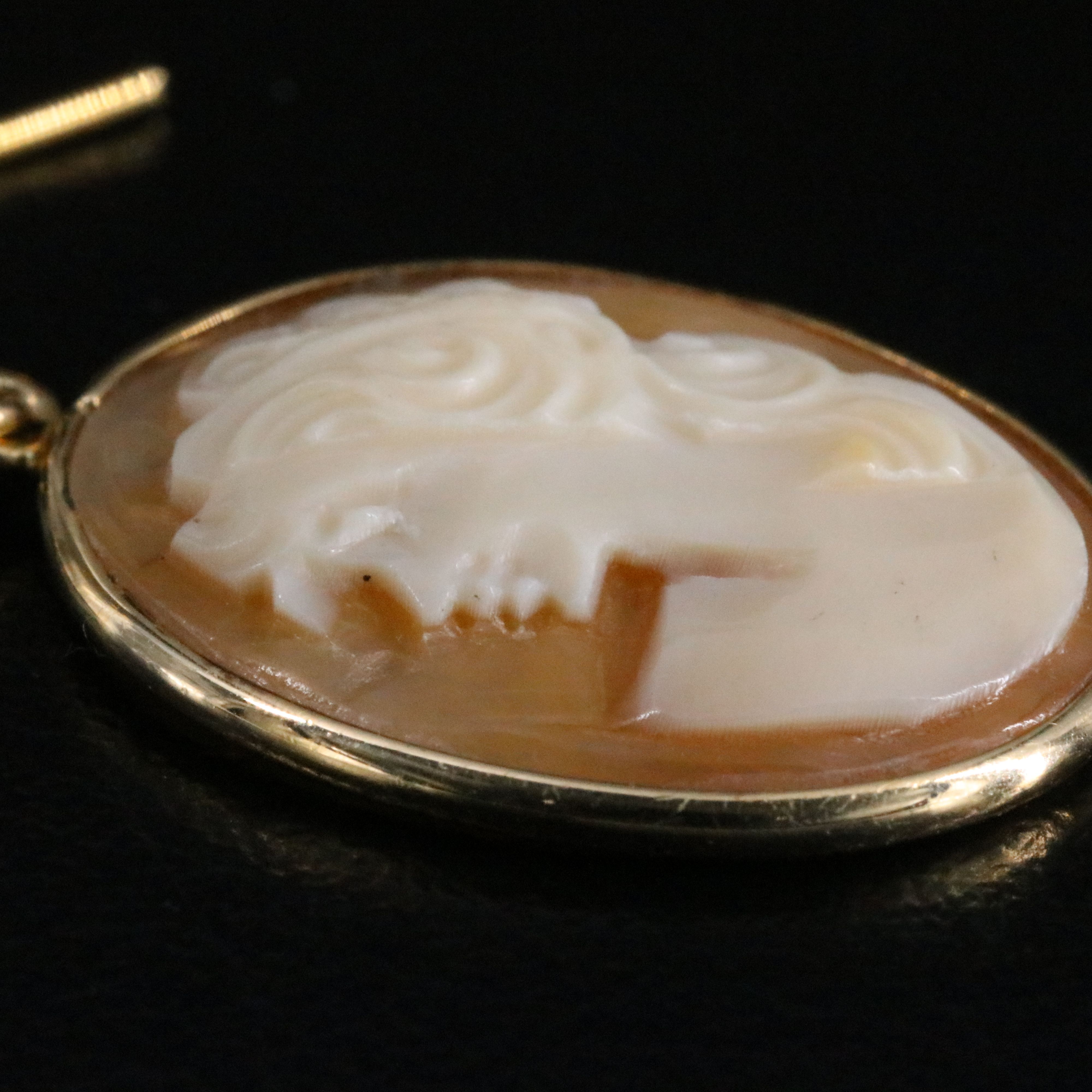 14K Shell Cameo Drop Earrings