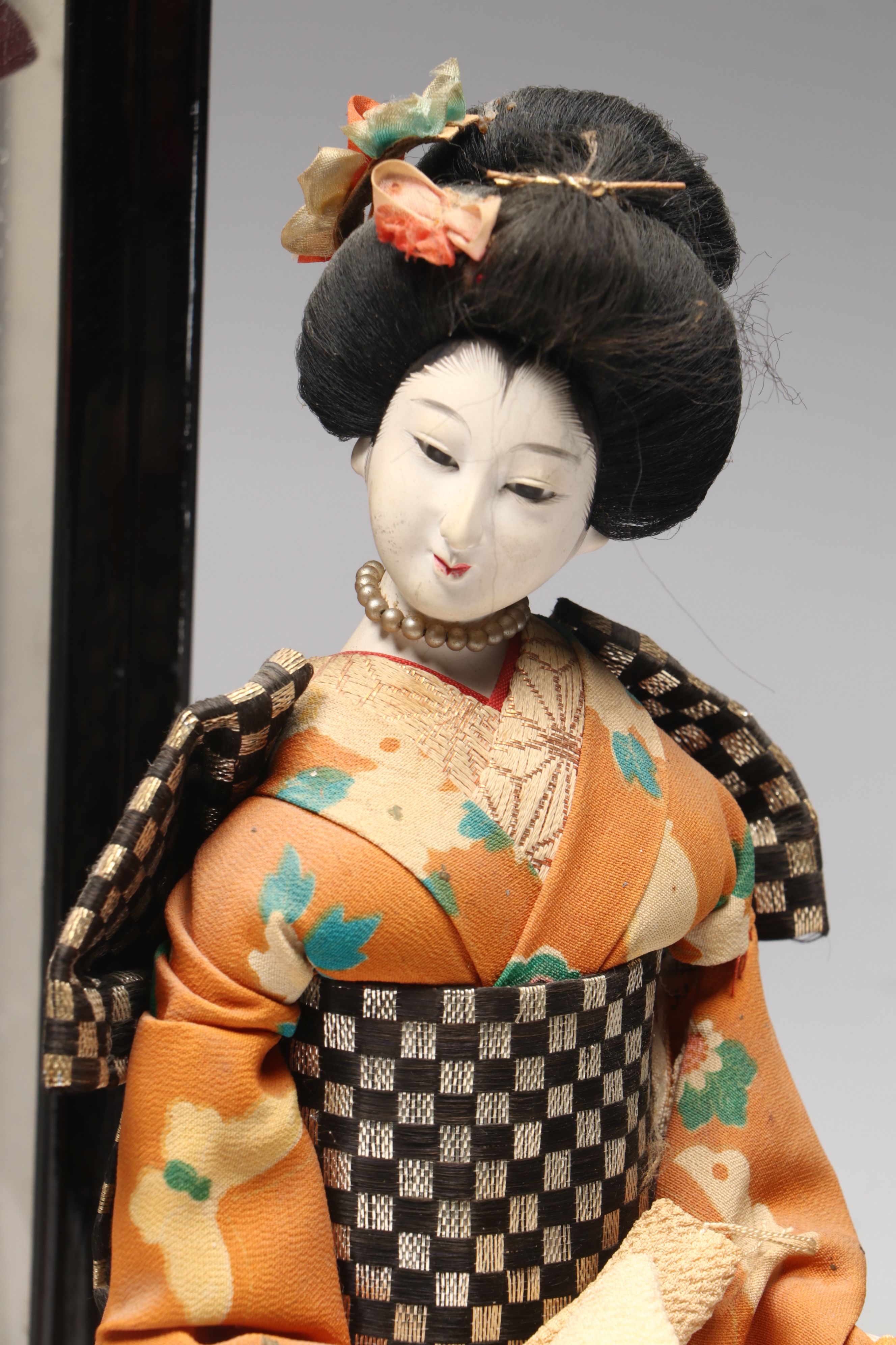 Japanese Women Dressed in Kimono Fabric and Plaster Dolls