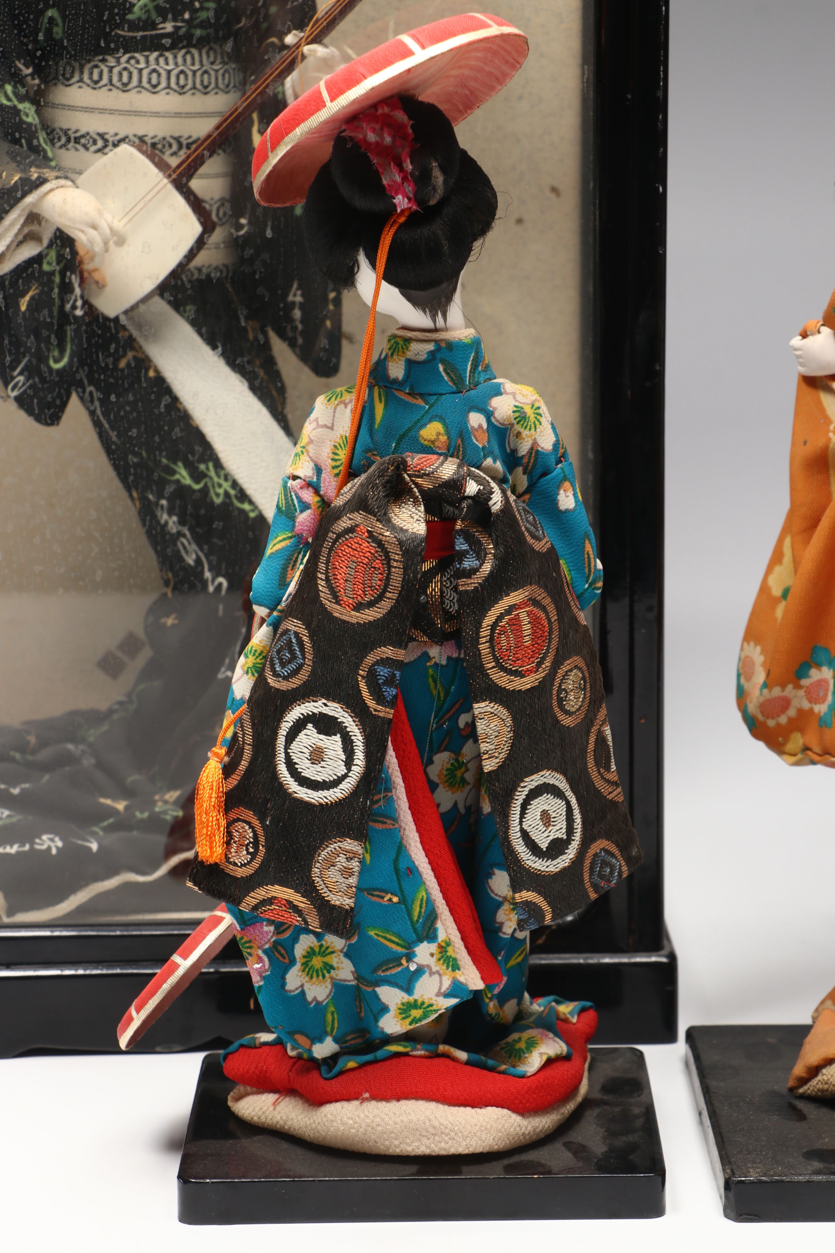 Japanese Women Dressed in Kimono Fabric and Plaster Dolls