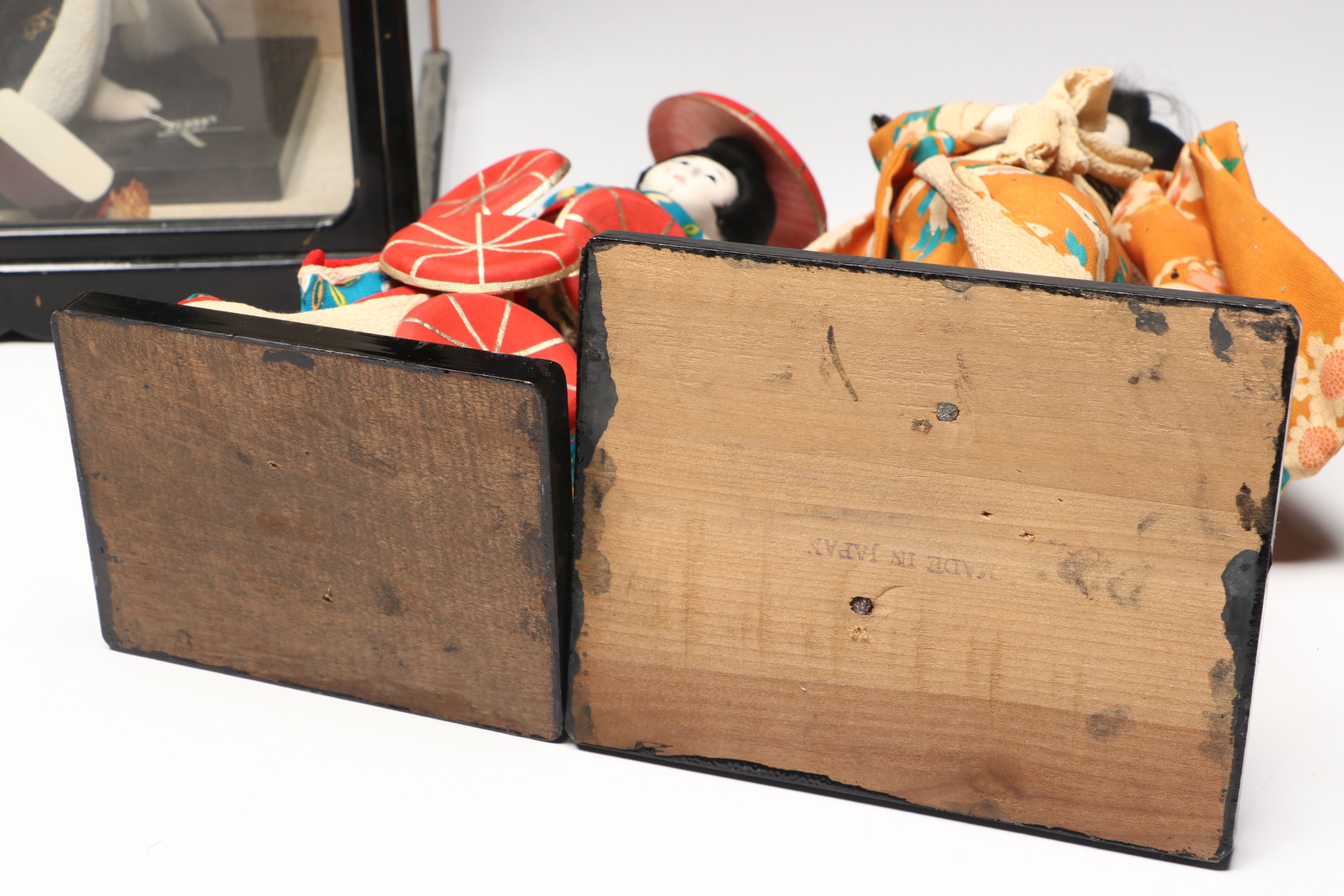 Japanese Women Dressed in Kimono Fabric and Plaster Dolls