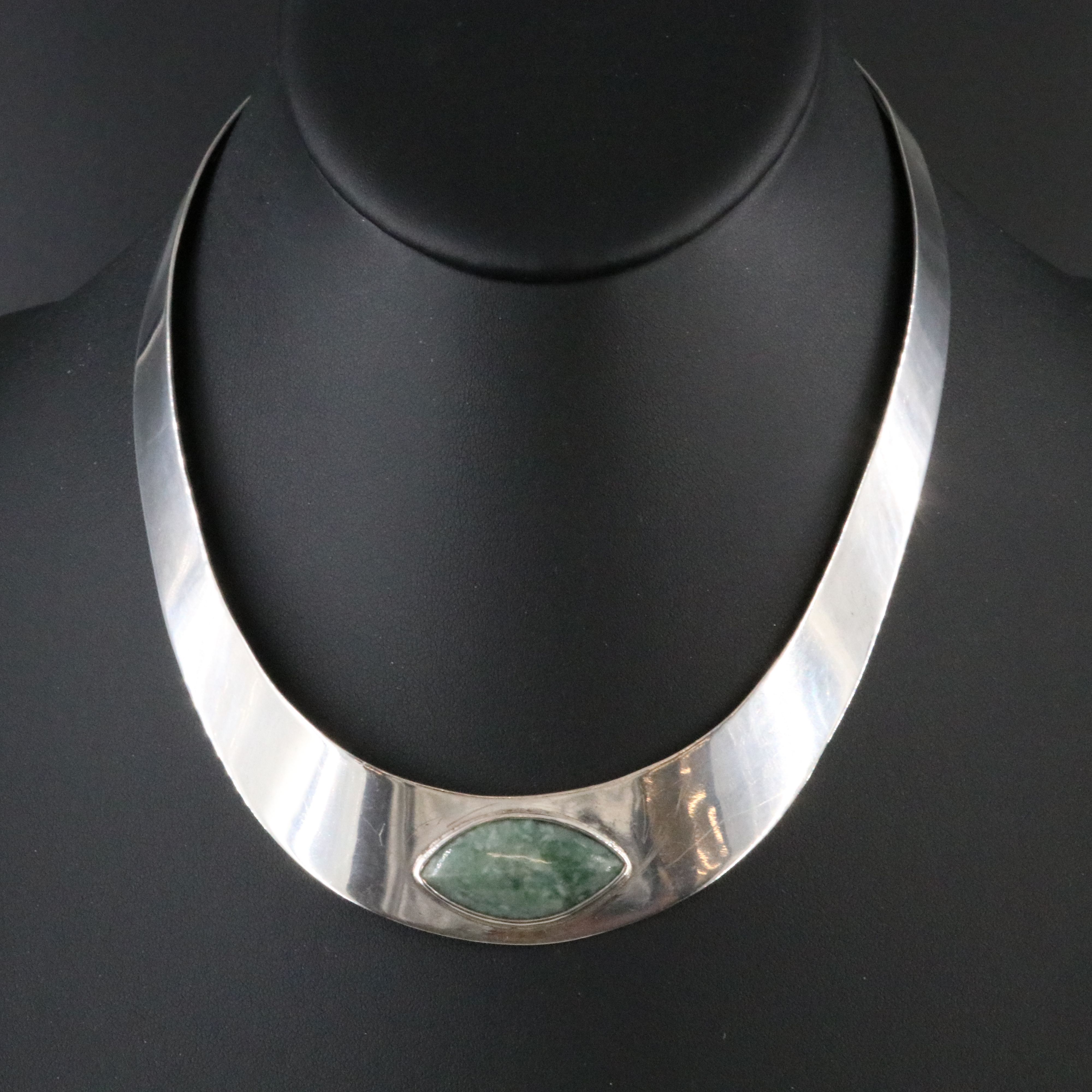 Sterling Jadeite Collar