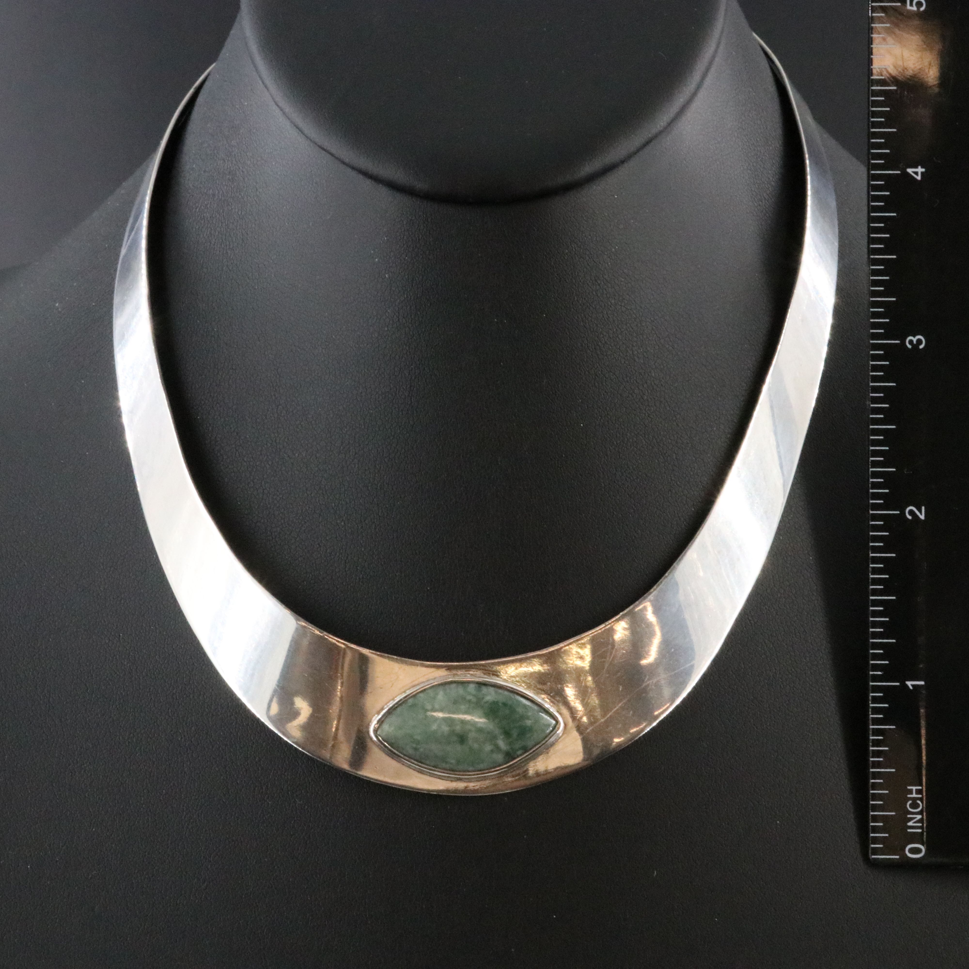 Sterling Jadeite Collar