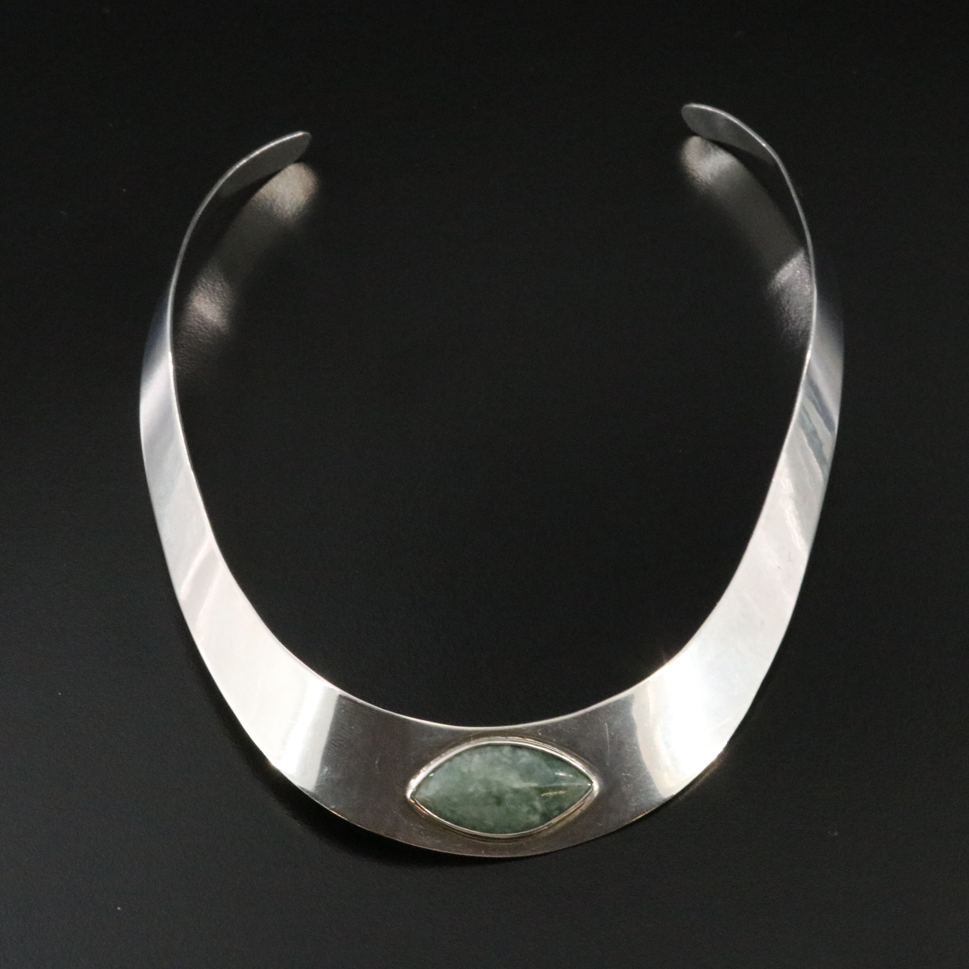 Sterling Jadeite Collar