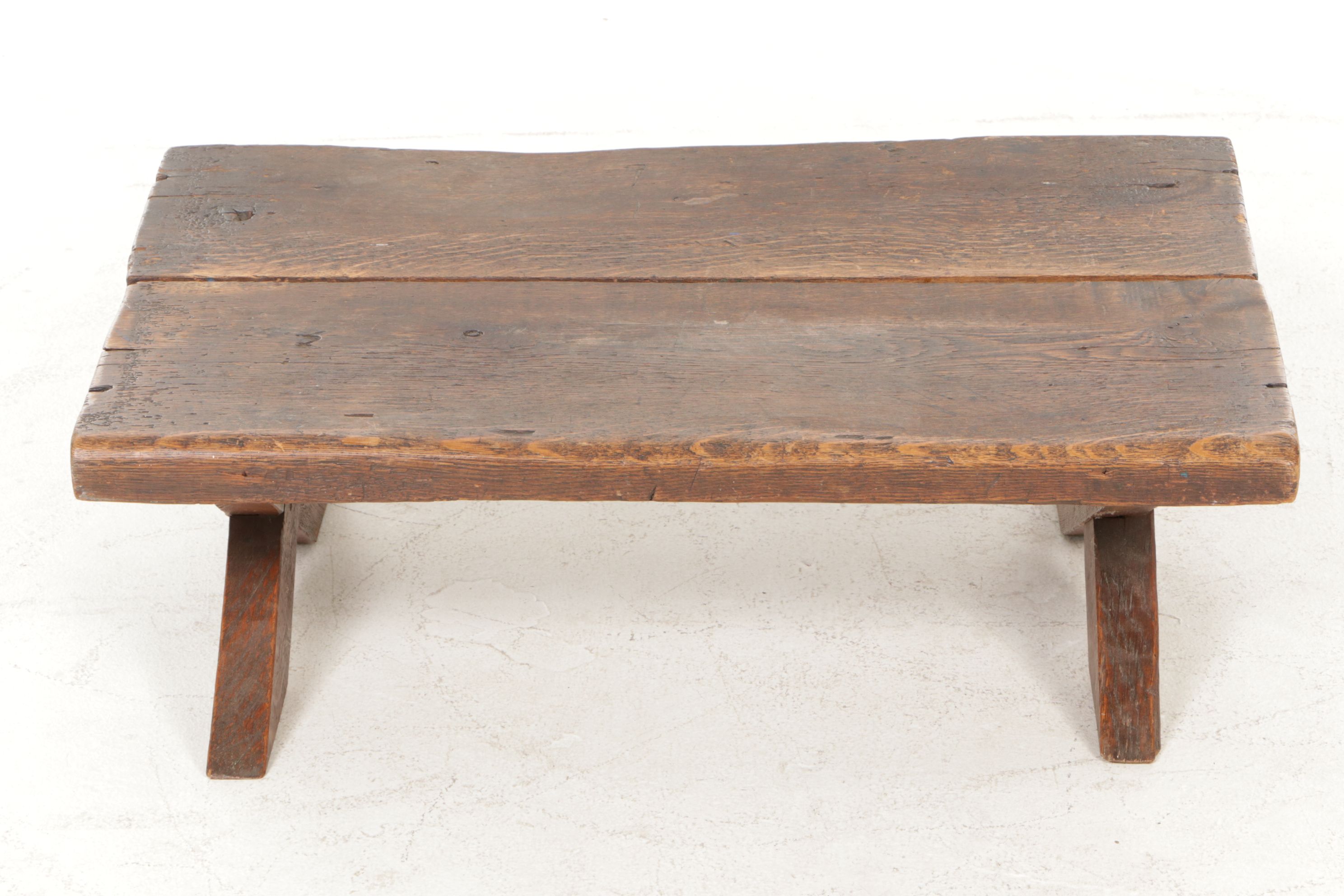 Primitive Style Wooden Low Table, Early to Mid-20th Century