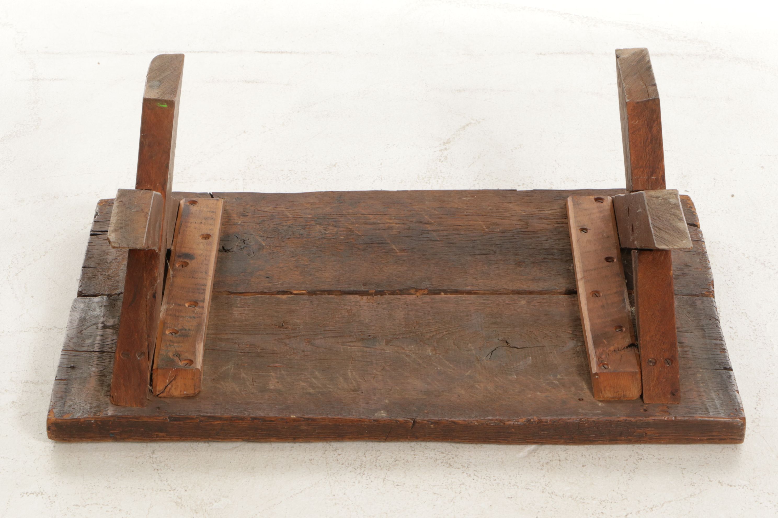 Primitive Style Wooden Low Table, Early to Mid-20th Century