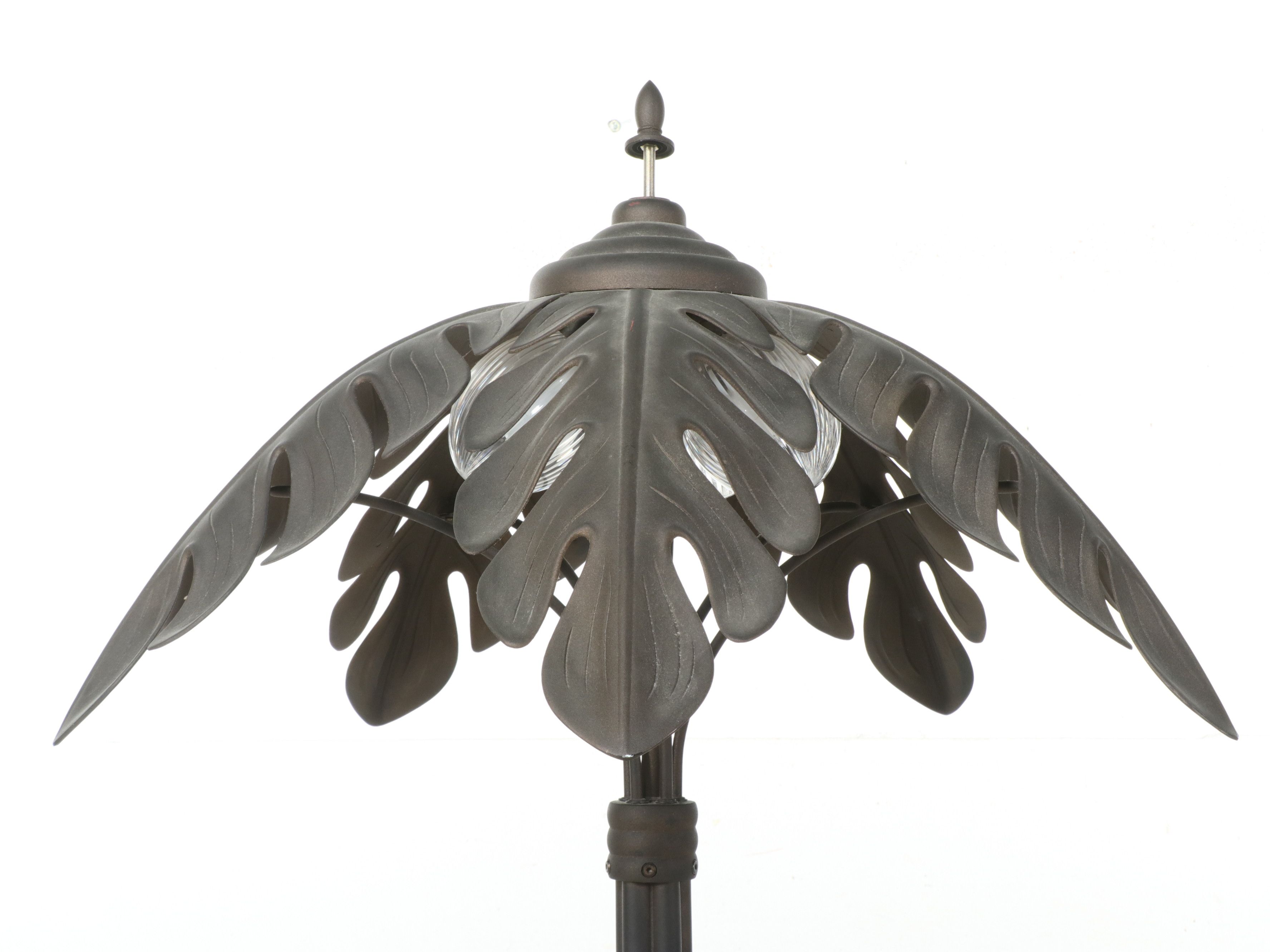 Bronzed Metal Palm Tree Floor Lamp with Coconut-Shaped Bulb Shades