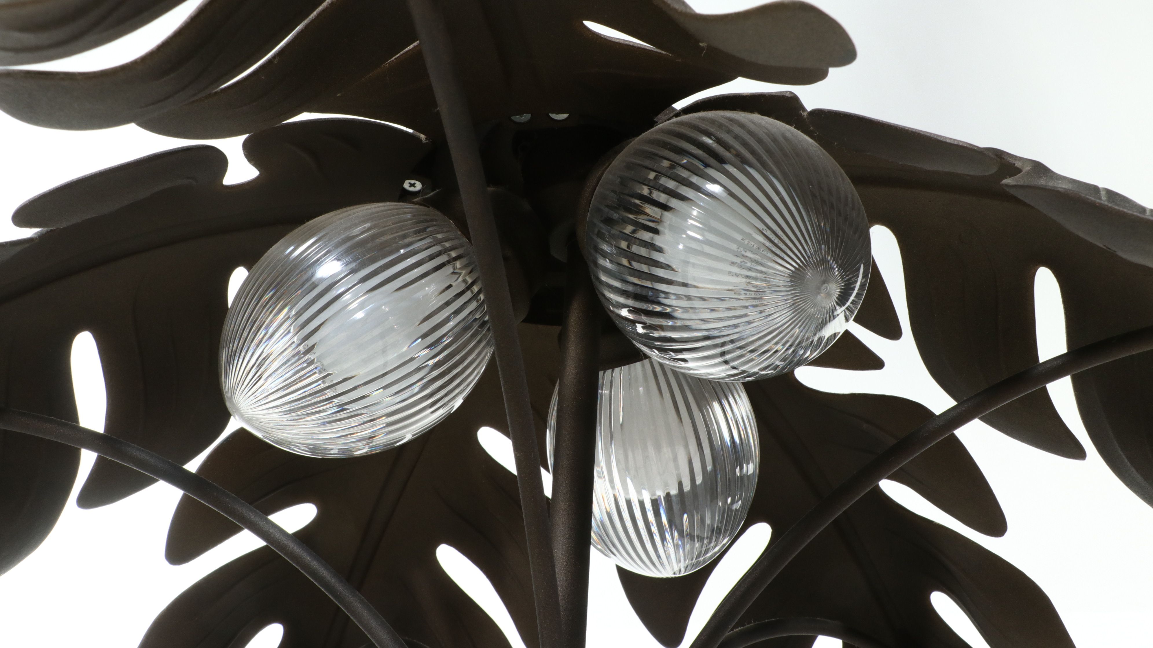 Bronzed Metal Palm Tree Floor Lamp with Coconut-Shaped Bulb Shades