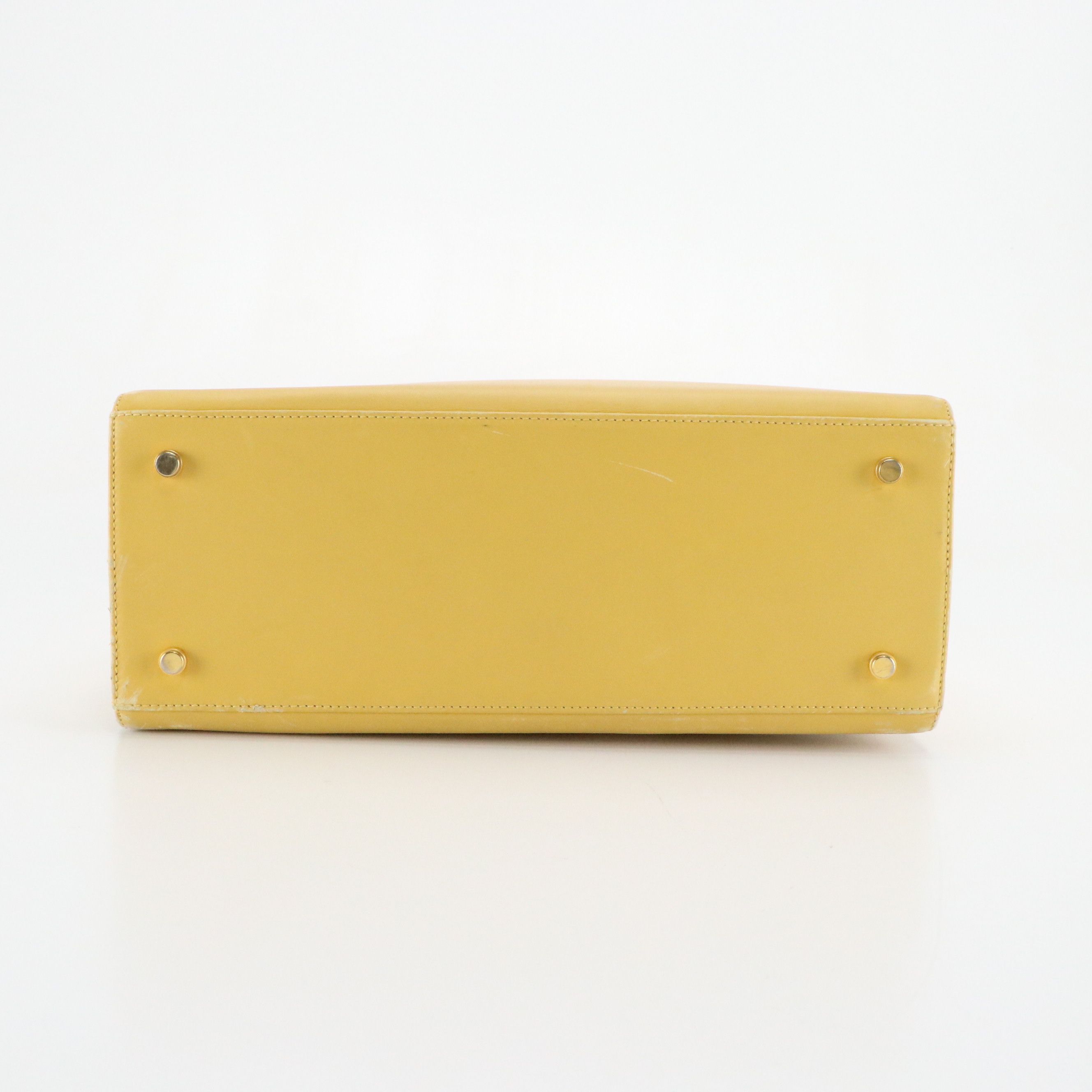 Salvatore Ferragamo Yellow Leather Shoulder Bag with Gancini Hardware