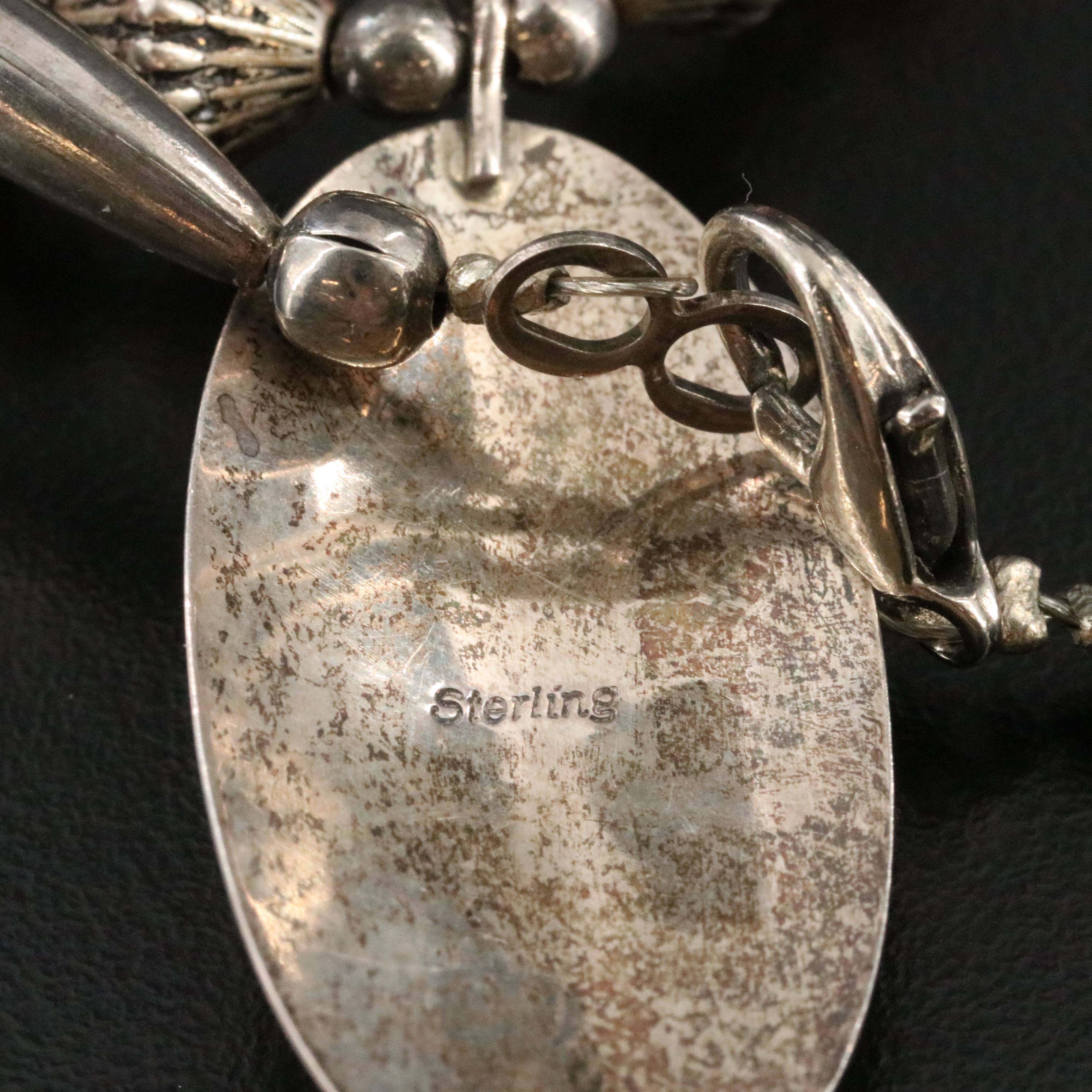 Sterling Inlay Pendant on Bead Necklace ft. Turquoise, Jasper, and Bone