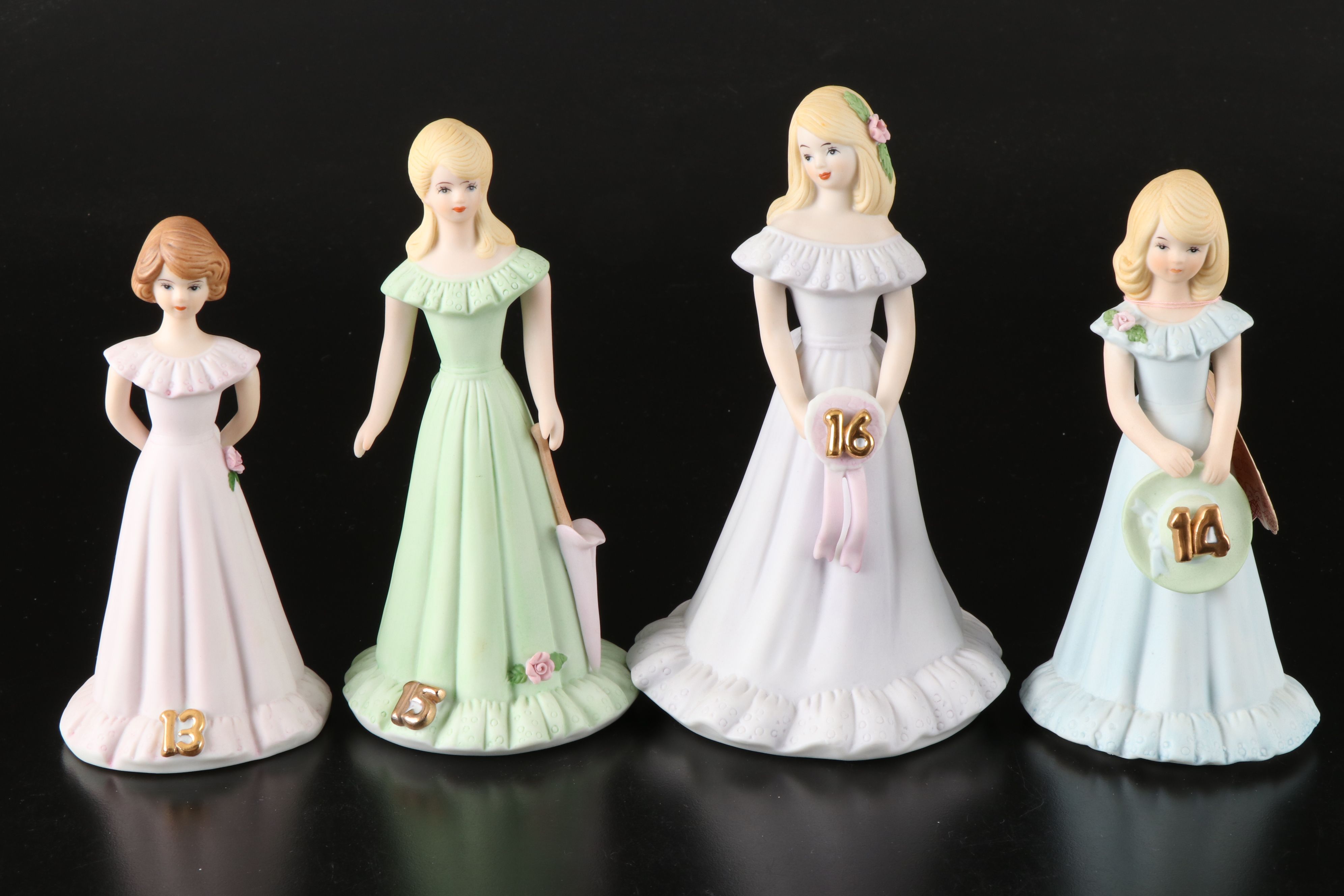 Enesco Growing Up "Birthday Girls" Porcelain Figurines