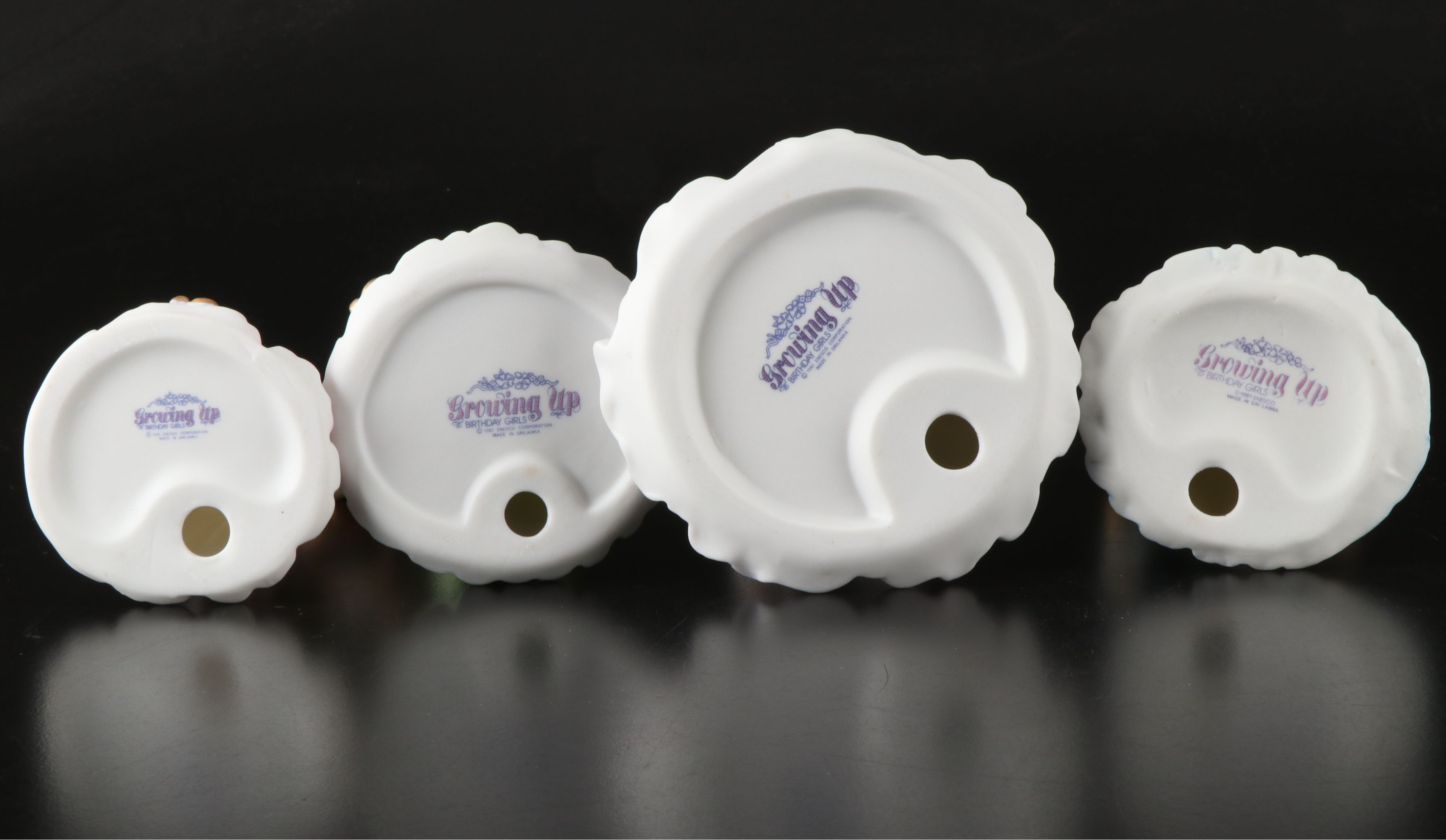 Enesco Growing Up "Birthday Girls" Porcelain Figurines