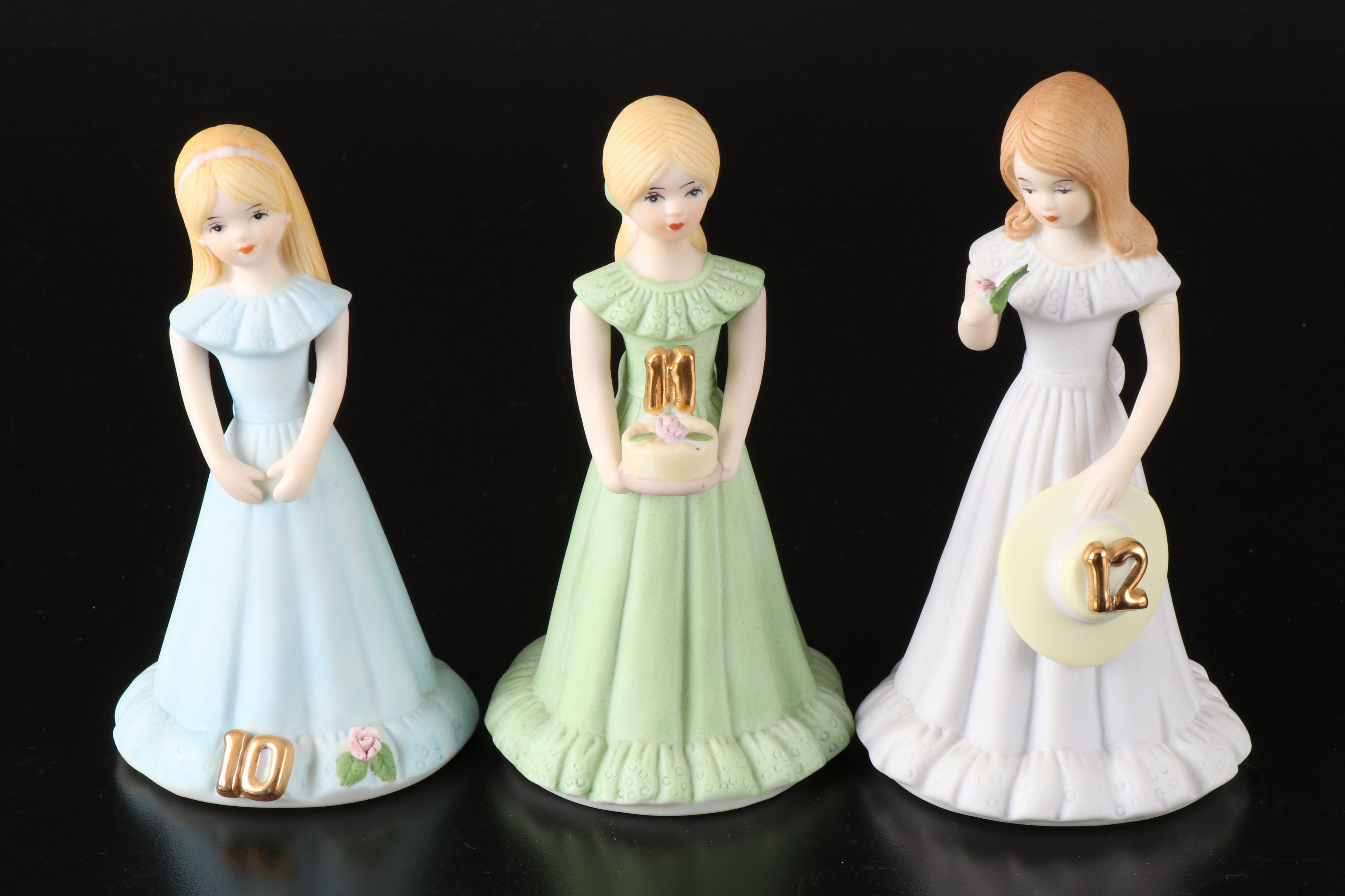 Enesco Growing Up "Birthday Girls" Porcelain Figurines