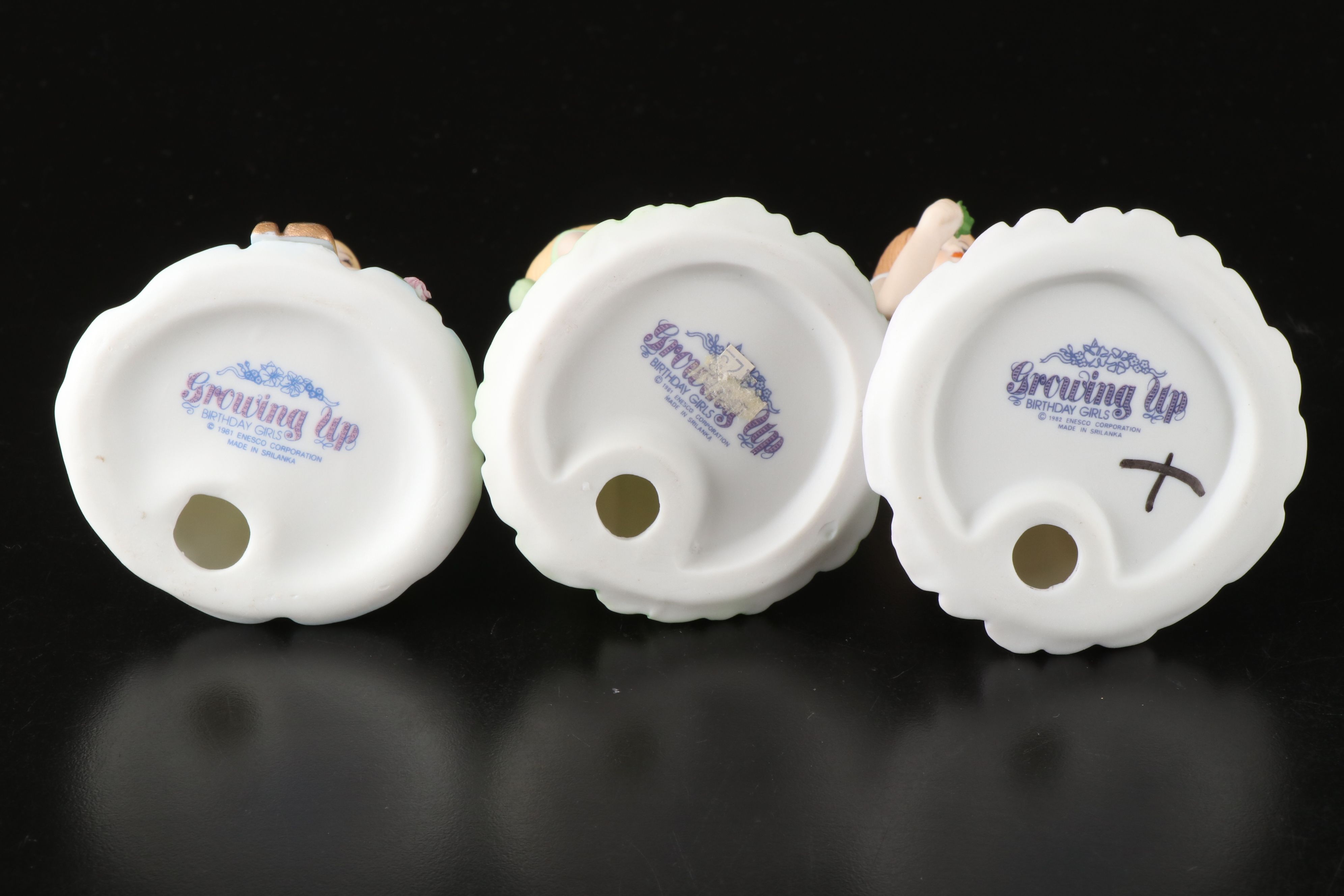 Enesco Growing Up "Birthday Girls" Porcelain Figurines