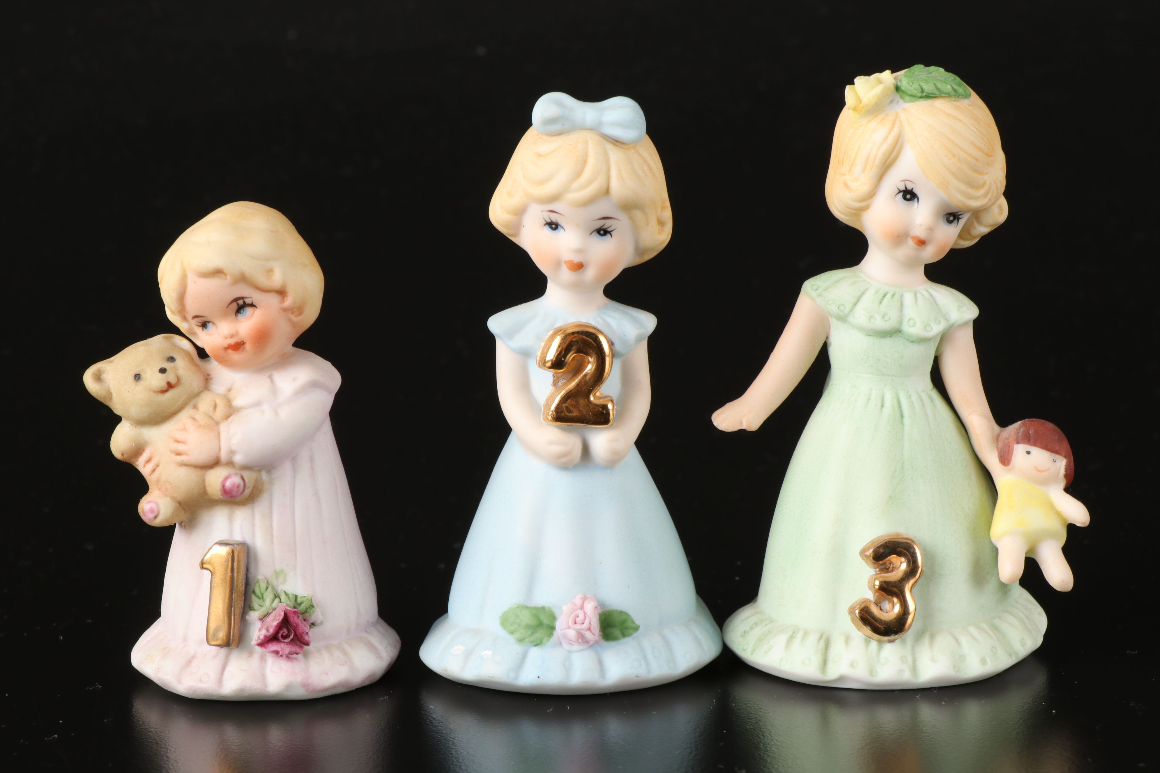 Enesco Growing Up "Birthday Girls" Porcelain Figurines
