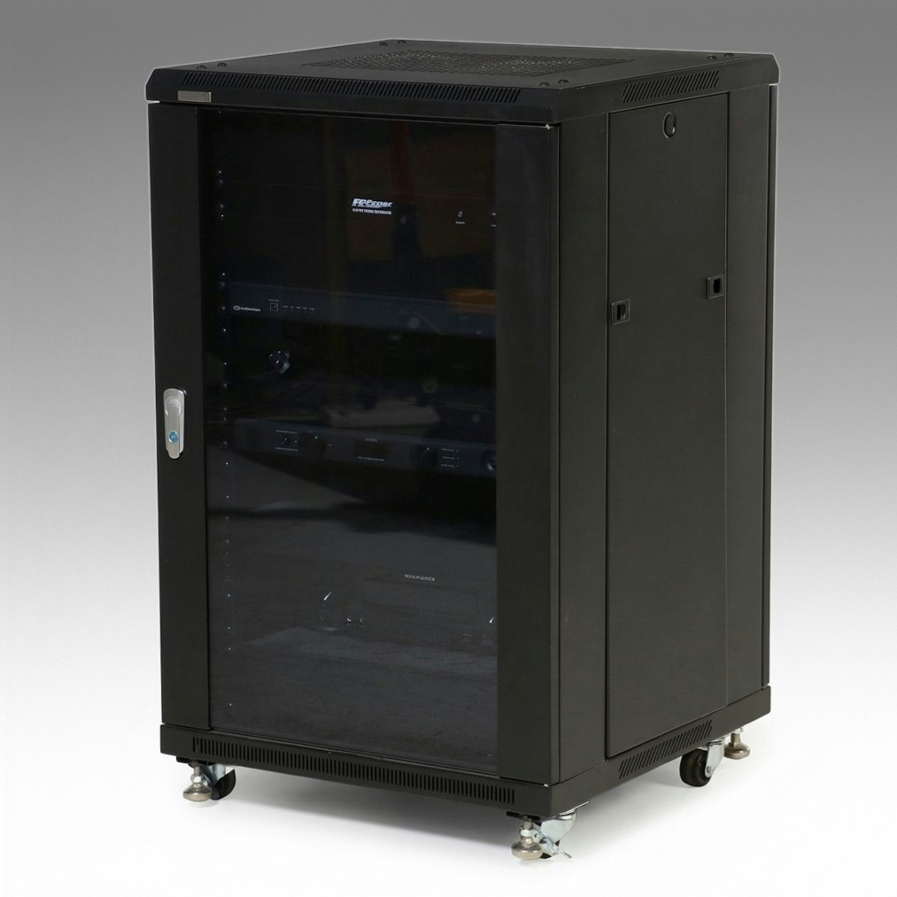 Omnimount Enclosed Equipment Rack with Marantz, PF Power, Other Components