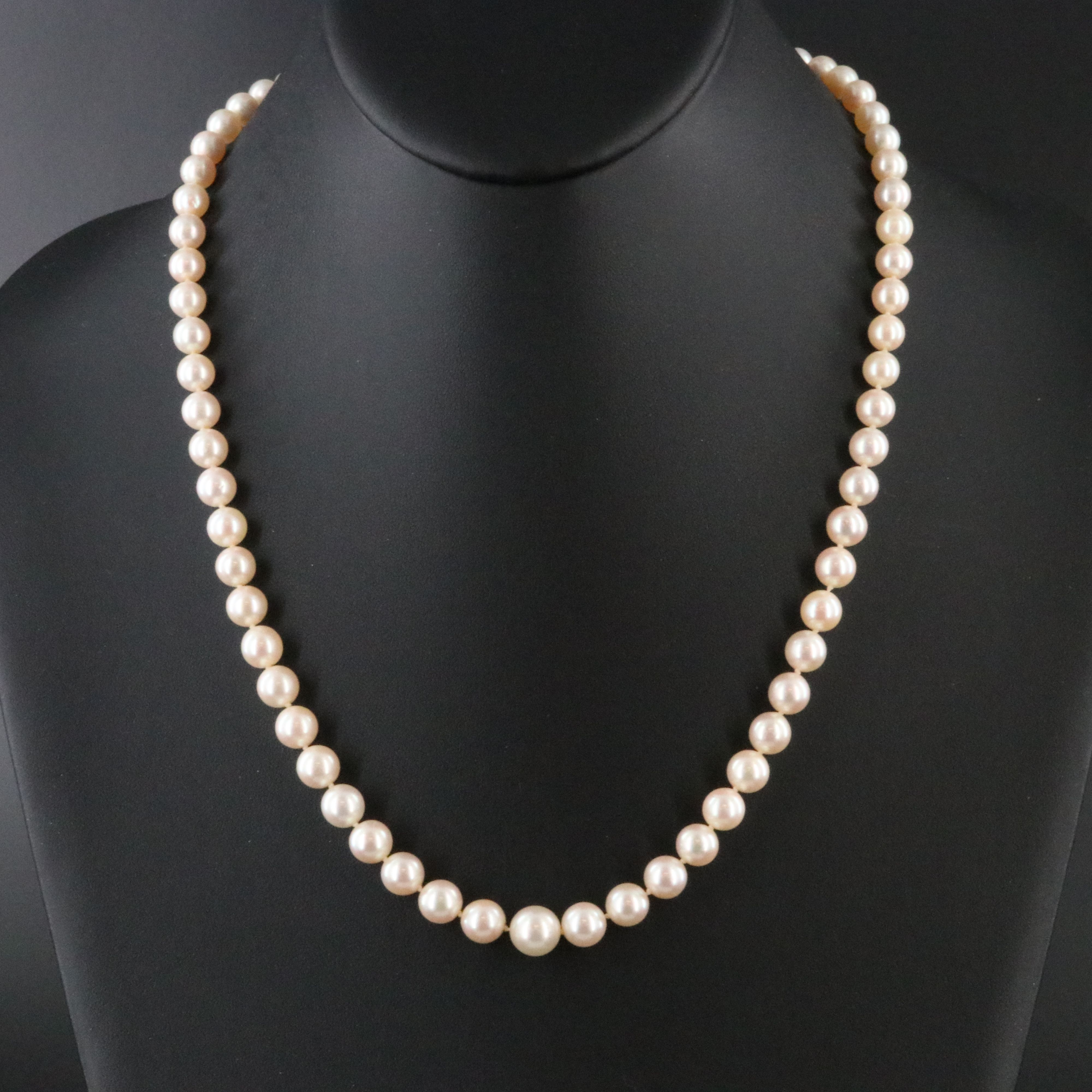 14K Graduated Pearl and Ruby Necklace