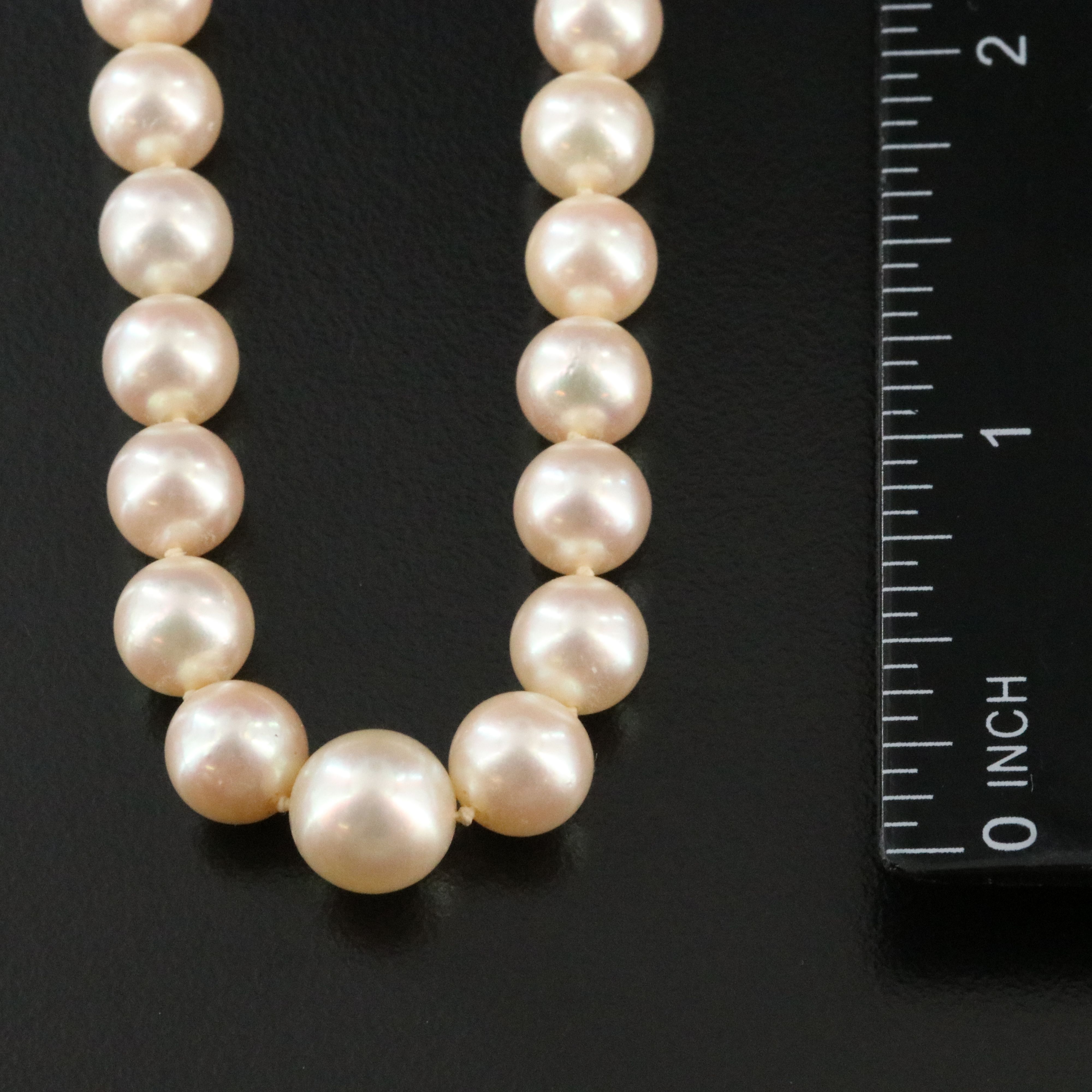 14K Graduated Pearl and Ruby Necklace