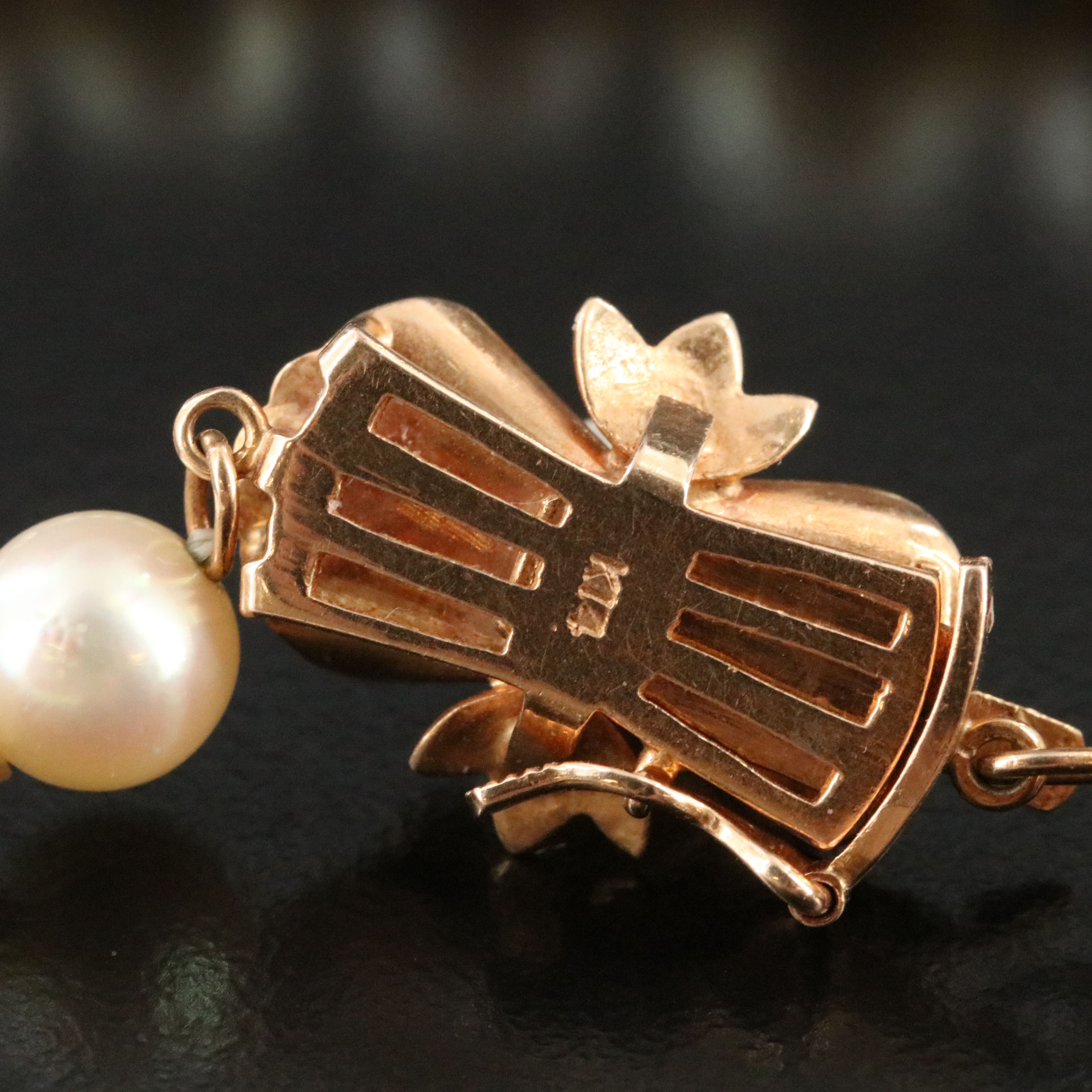 14K Graduated Pearl and Ruby Necklace