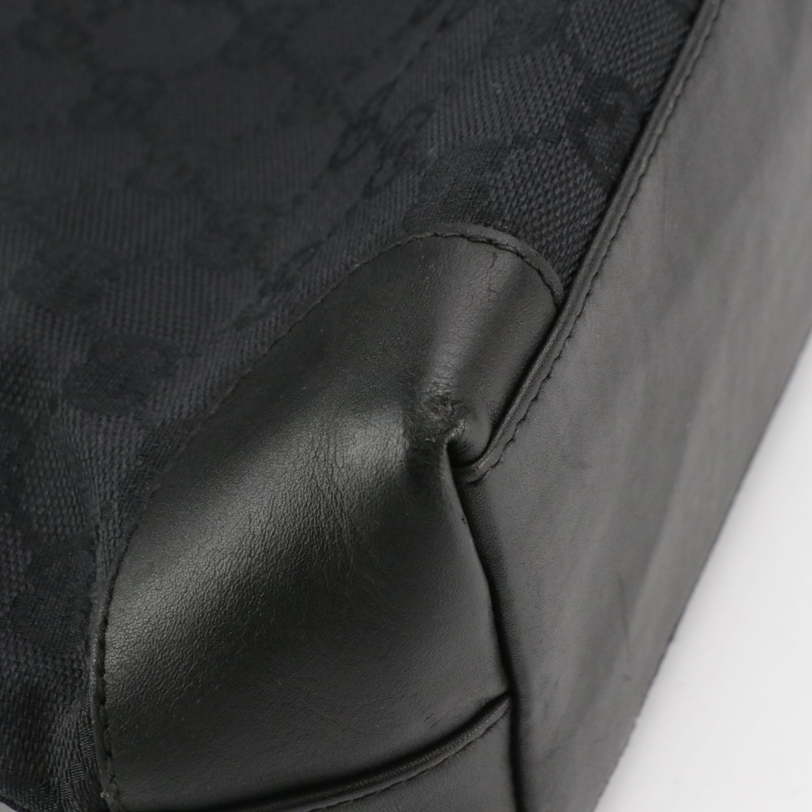 Gucci Black GG Canvas and Leather Zip Tote Bag