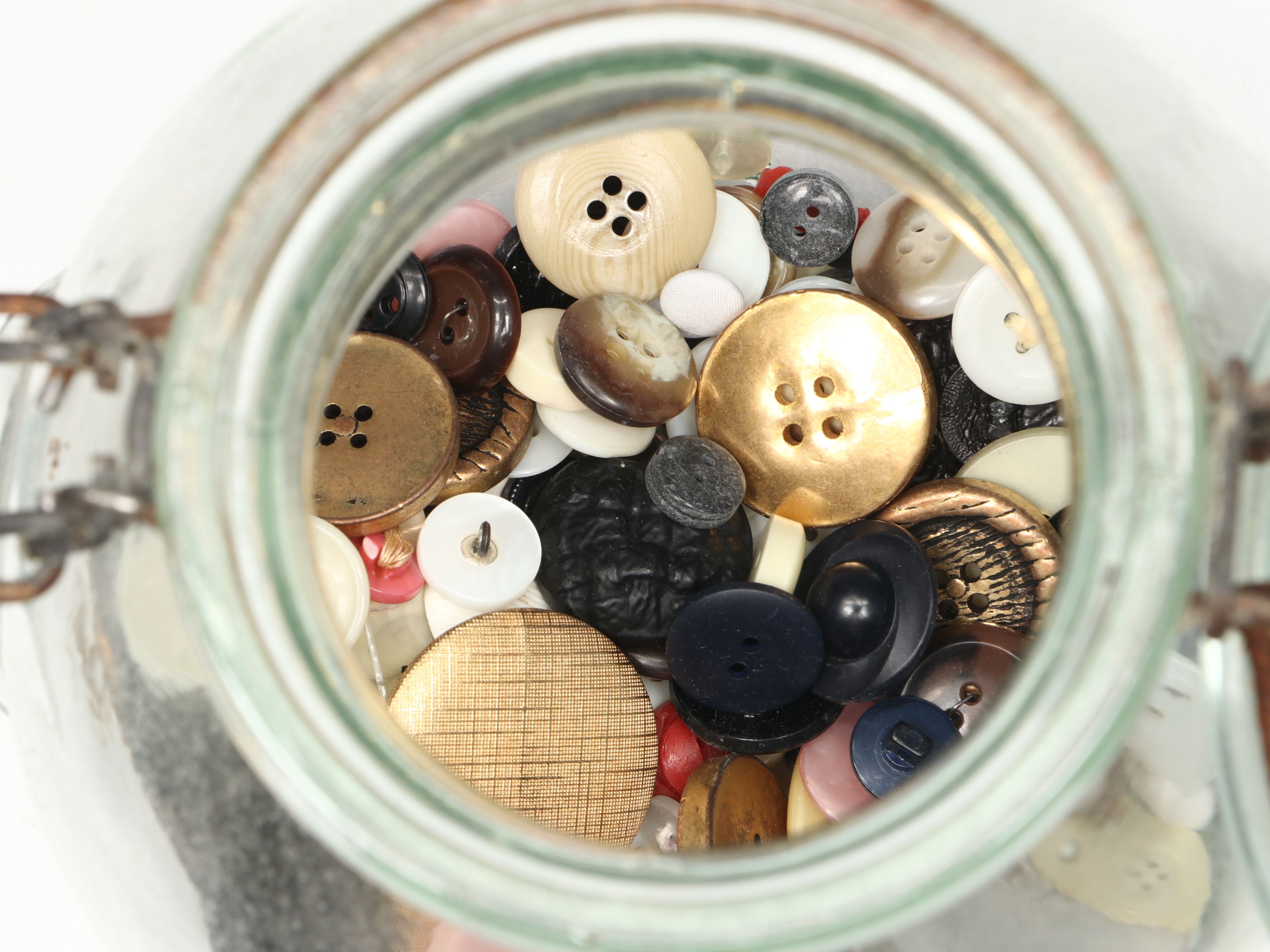 Rustic Italian Green Glass Hermetic Jars with Plastic Buttons