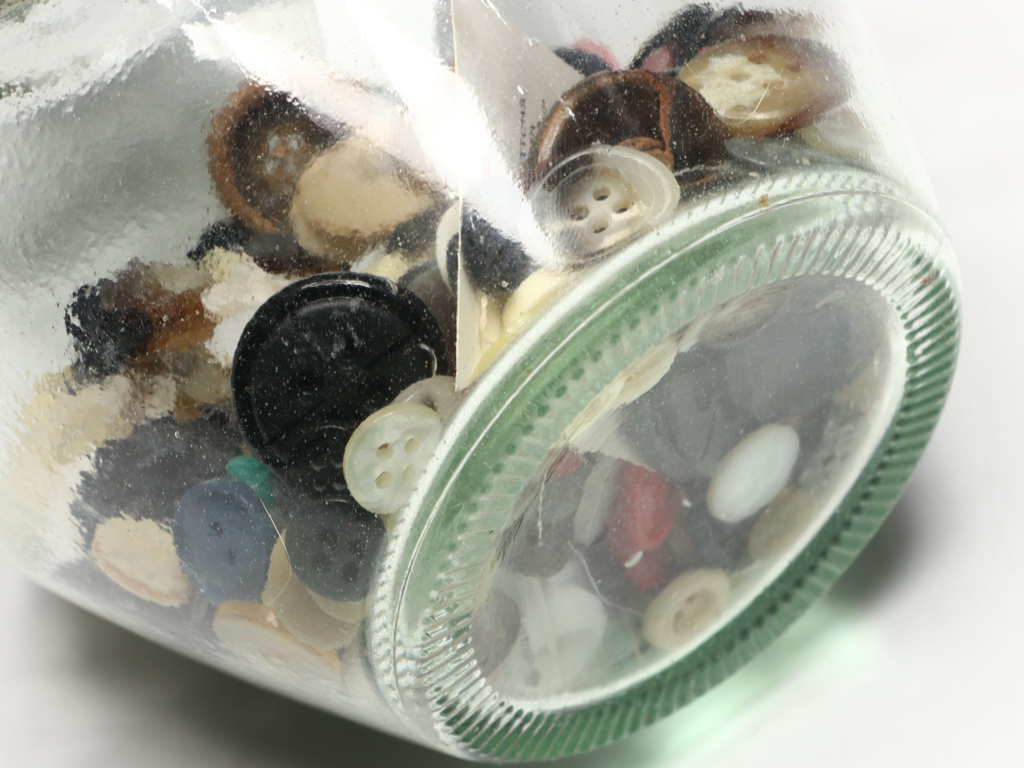 Rustic Italian Green Glass Hermetic Jars with Plastic Buttons