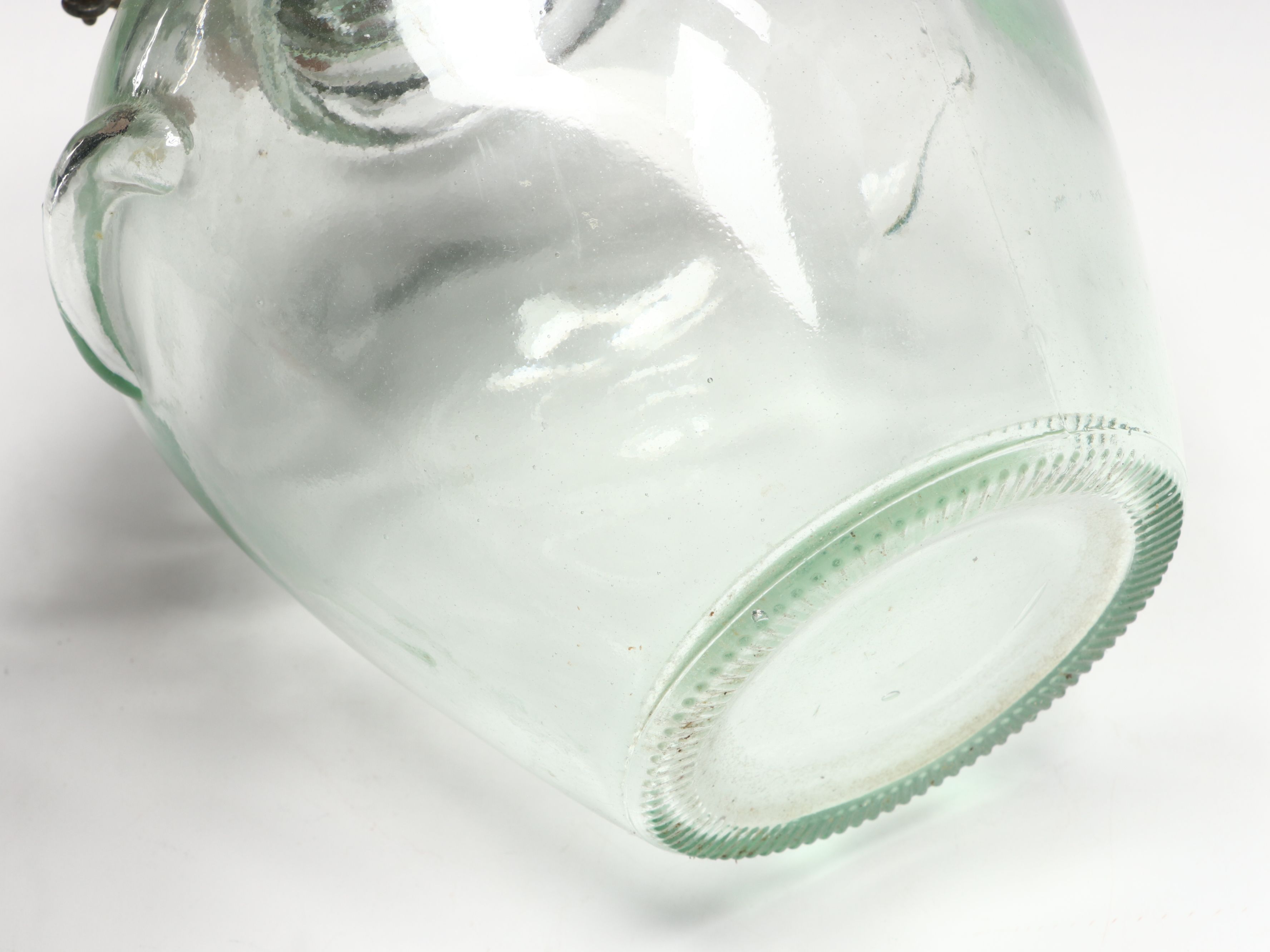 Rustic Italian Green Glass Hermetic Jars with Plastic Buttons