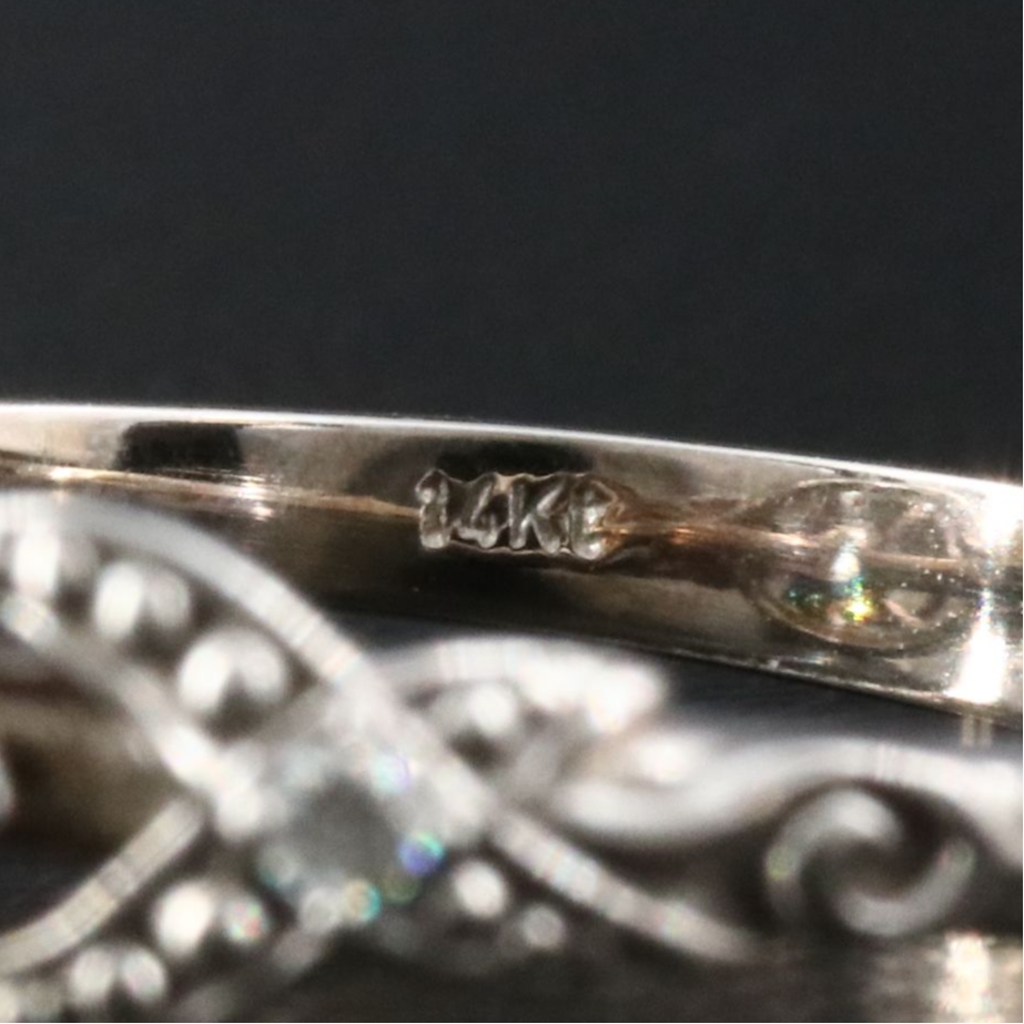 14K Aquamarine and Diamond Floral Ring